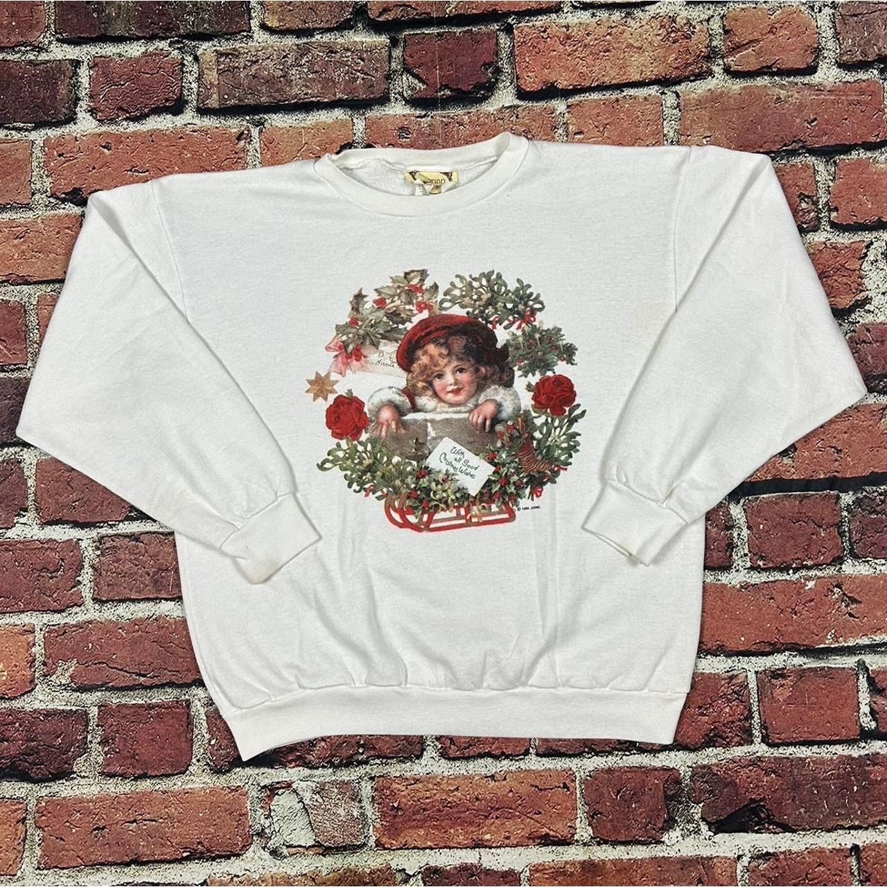 Vintage Vintage 90s Christmas Doll Sweatshirt Crewneck Victorian Joy Size L / US 10 / IT 46 - 1 Thumbnail