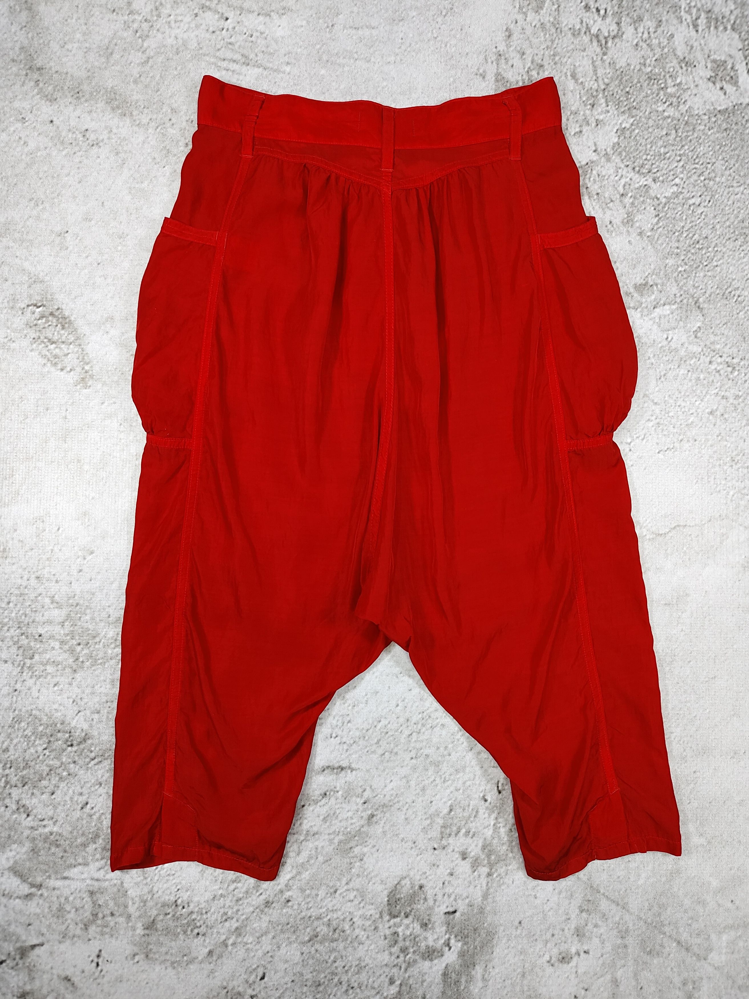 Zucca 2000s ZUCCA- Drop Crotch Cropped Pants Bright Red Size 30" / US 8 / IT 44 - 3 Thumbnail