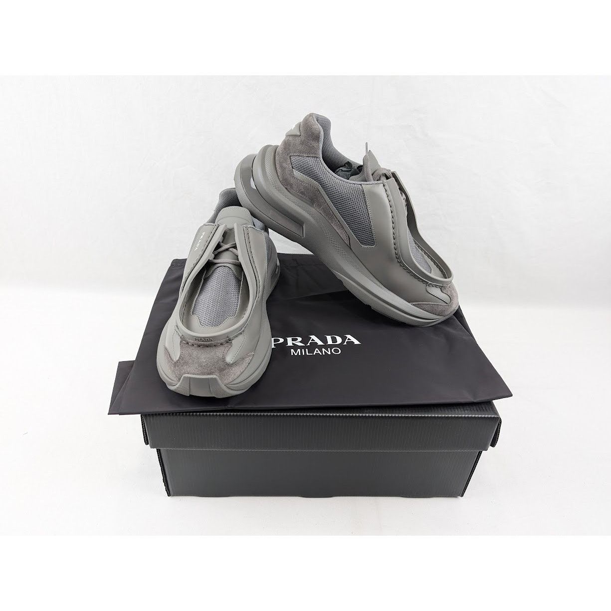 Prada o1rshd1 Spaz Rois Bike Sneakers in Marmo Size US 12 / EU 45 - 18 Thumbnail