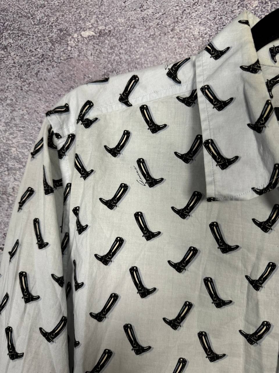 Gucci × Vintage GUCCI Shirt Button Up Printed Monogram Slim Fit White Size US M / EU 48-50 / 2 - 7 Thumbnail