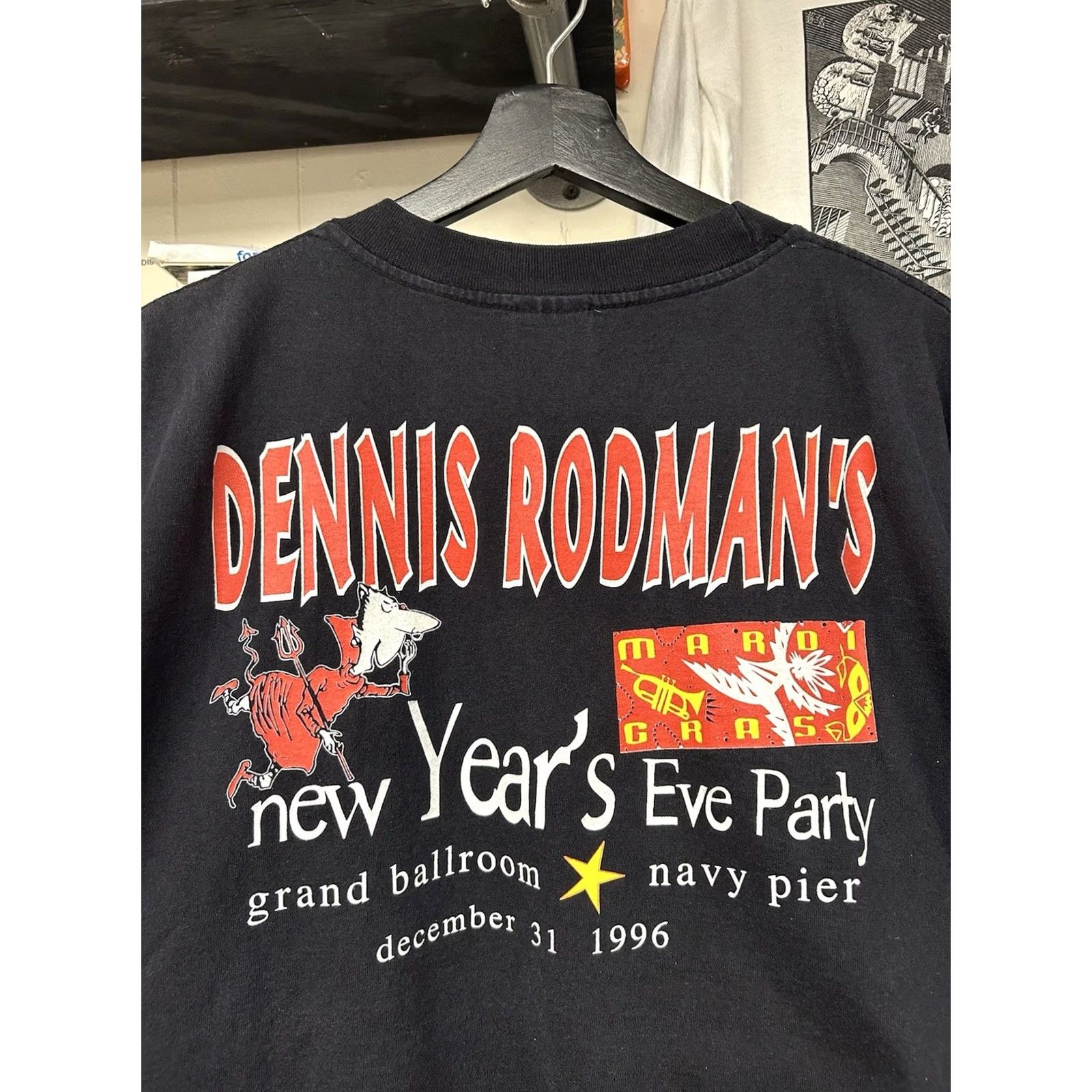 Vintage VINTAGE Dennis Rodman Shirt XL Black Chairman Of The Boards 1996 NYE Party 90s Size US XL / EU 56 / 4 - 3 Thumbnail