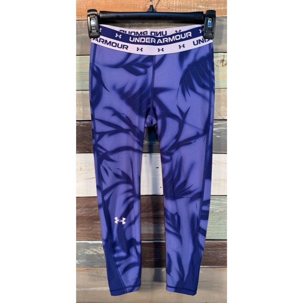 Under Armour Girl's UNDER ARMOUR Logo Blue Capri Leggings Medium Gently U Size 22" - 1 Thumbnail