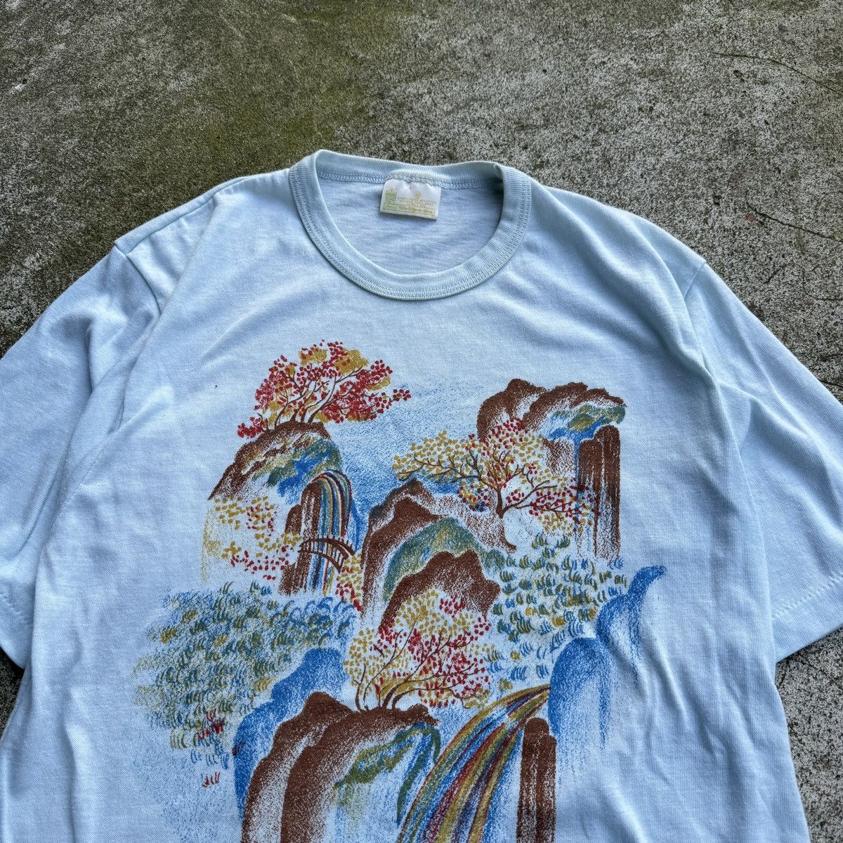Vintage 70s Sears Waterfall Print Art Tee RRL Bode ERD ERL Size US M / EU 48-50 / 2 - 13 Thumbnail