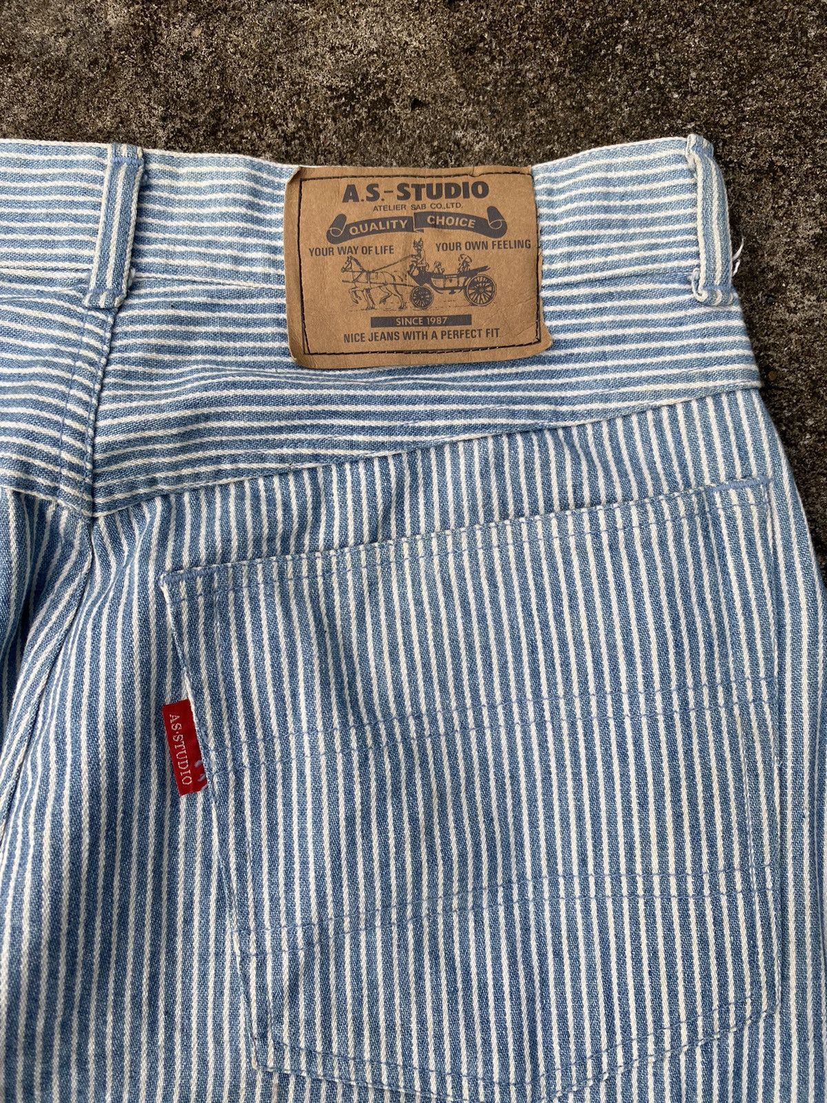 Issey Miyake 💸BINDINGOFFER💸A.S Studio-Japanesebrand Stripe Denim Hickory Size US 32 / EU 48 - 6 Thumbnail
