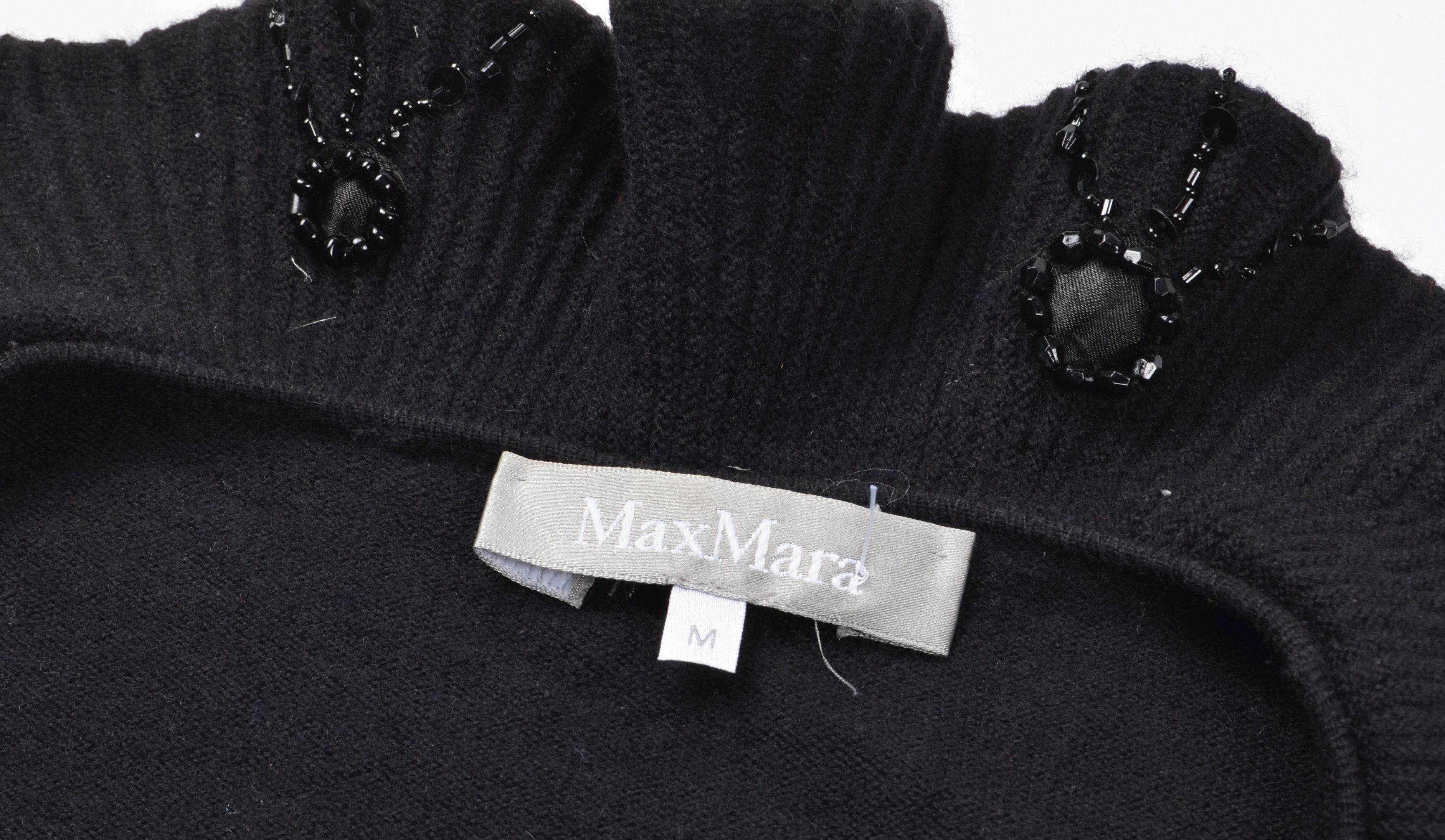 Max Mara Max Mara Vintage Y2K Glam Beaded Wool Black Cardigan Size M / US 6-8 / IT 42-44 - 4 Thumbnail