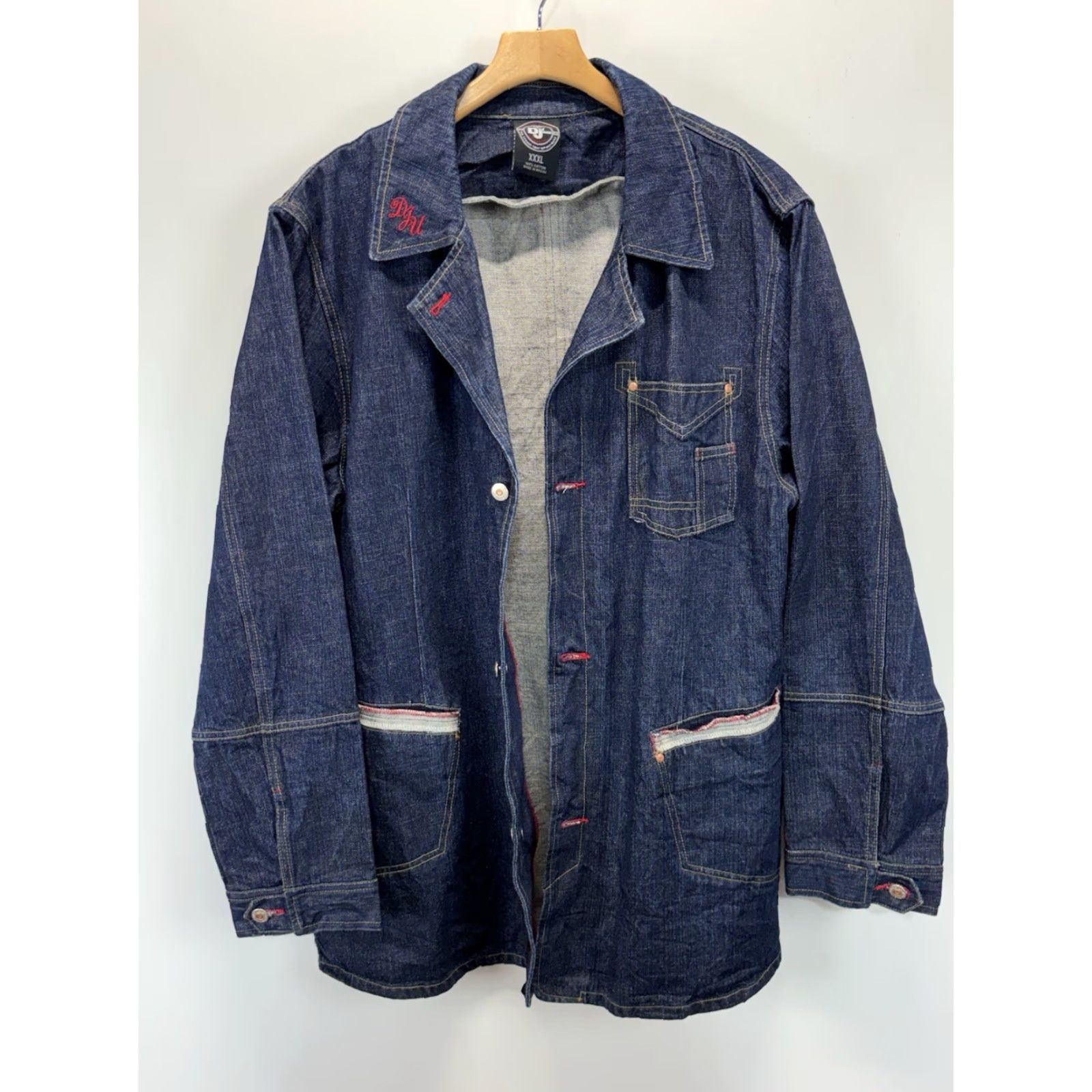 Denime VINTAGE Def Jam Denim Jacket Men 3XL XXXL Dark Wash Jean Coat Streetwear Y2K Vintage Casual Mens - Blue Size US 39 - 4 Thumbnail
