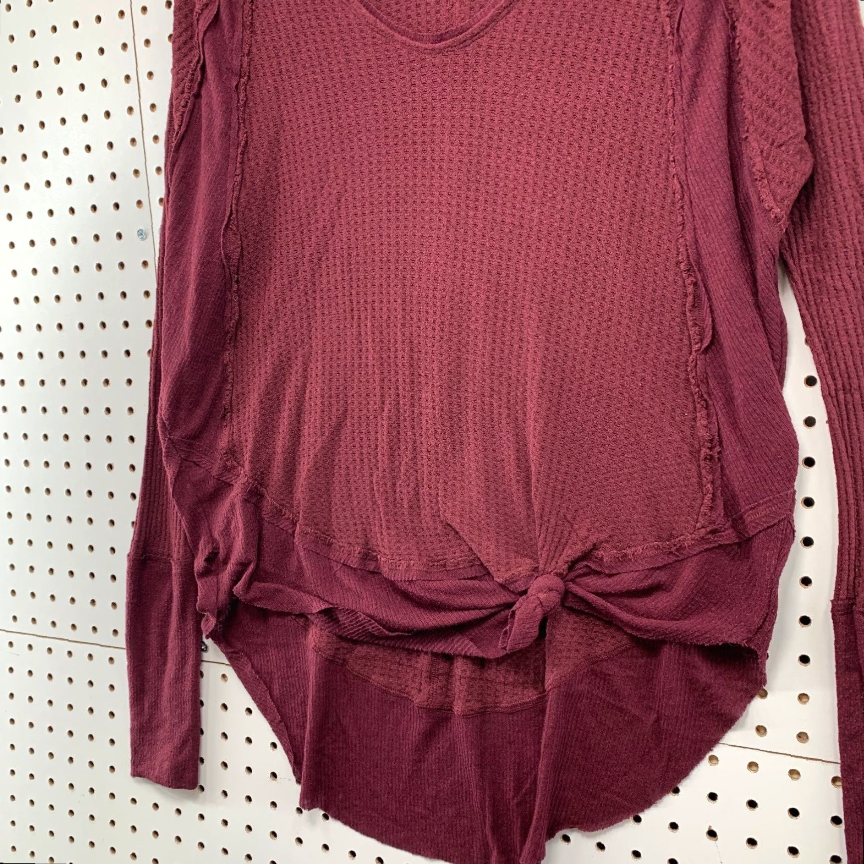 Free People Free People Rib Trim Thermal Top Women Small Burgundy Casual V-Neck Long Sleeve Red Size S / US 4 / IT 40 - 4 Thumbnail