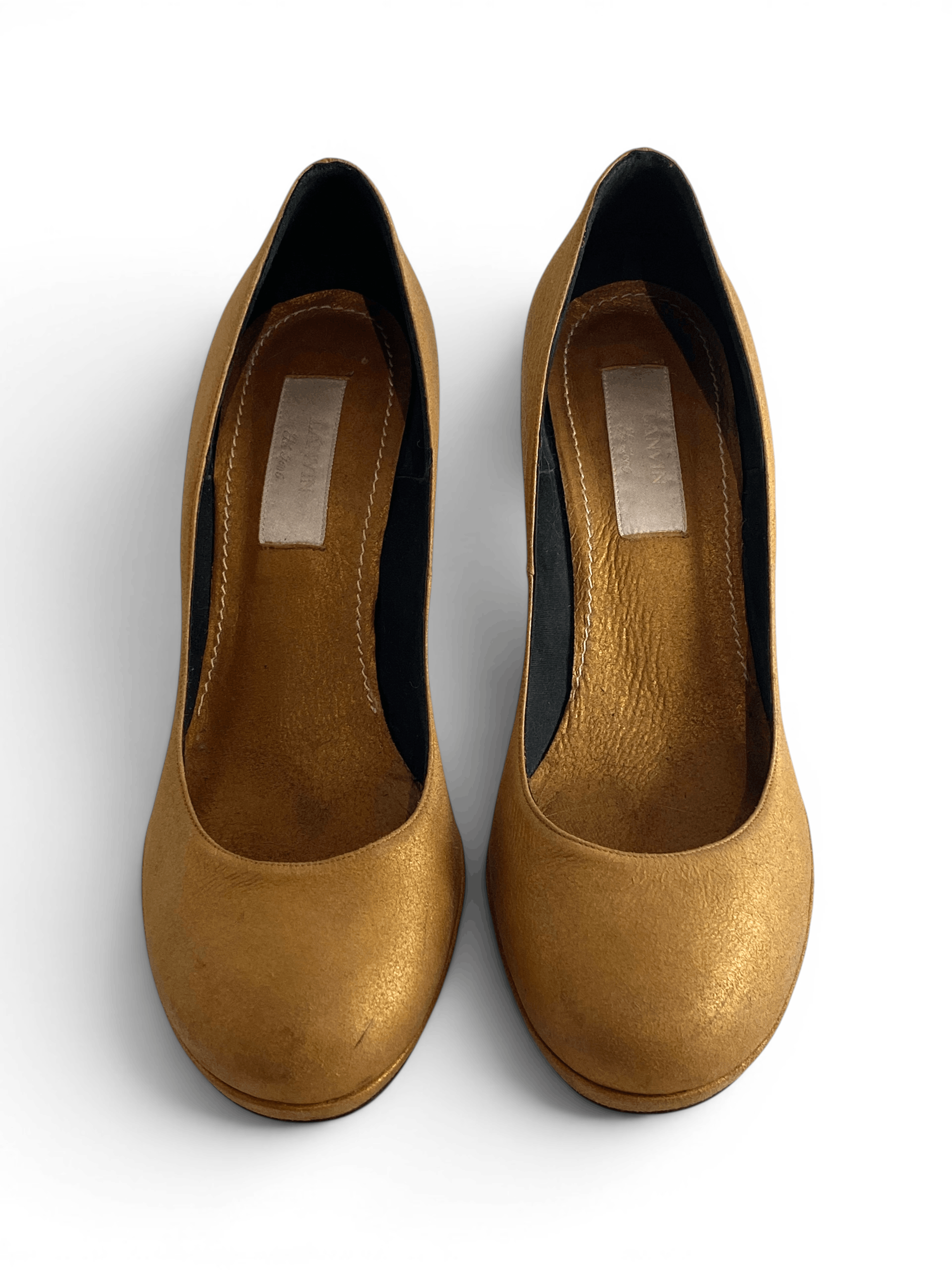 Lanvin Lanvin Gold Metallic Leather Women Heels Pumps Shoes Size US 7.5 / IT 37.5 - 3 Thumbnail
