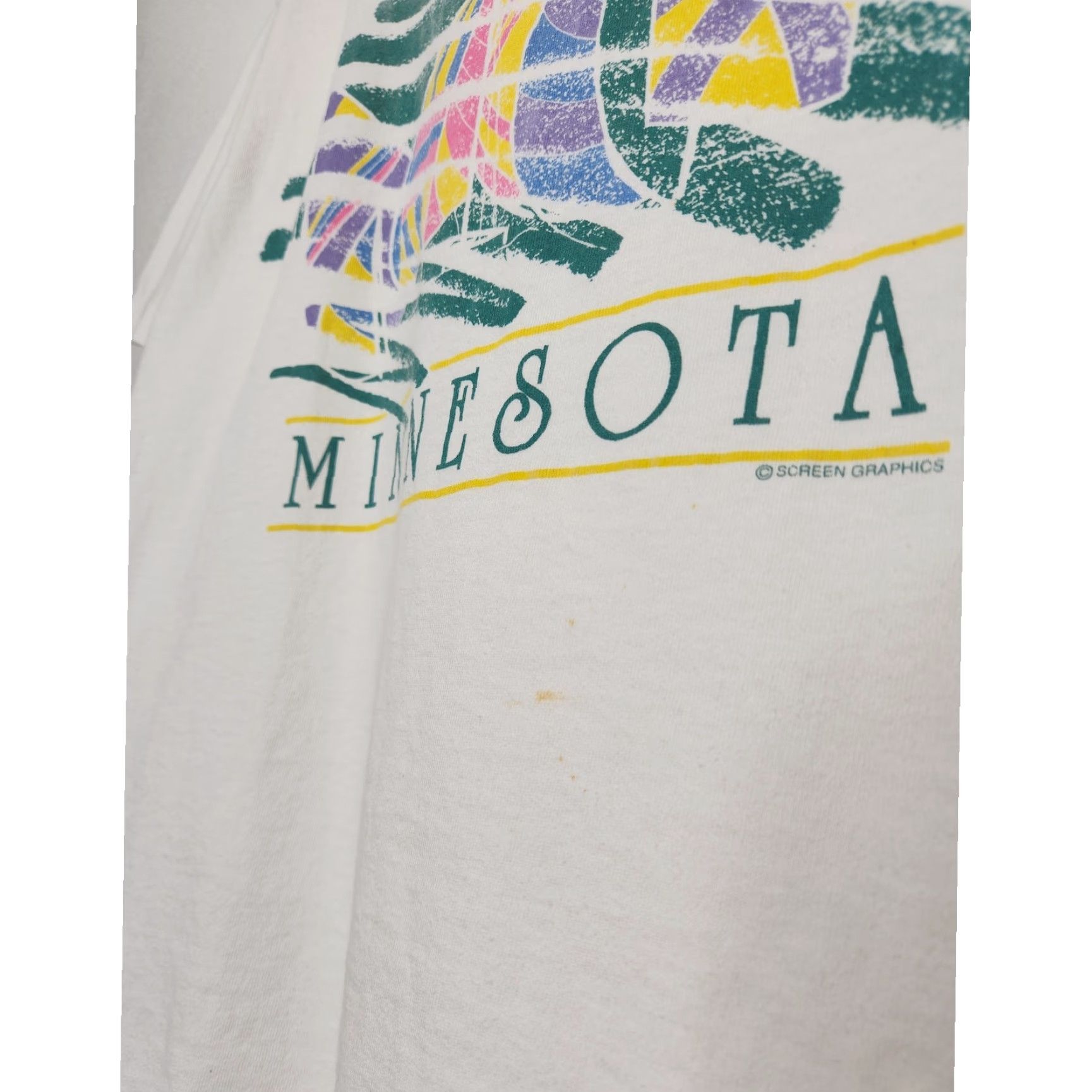 Fruit Of The Loom VINTAGE Minnesota Sail Boat Shirt Unisex Adults L White 80s 90s Single Stitch Tourist Destination Size US L / EU 52-54 / 3 - 3 Thumbnail