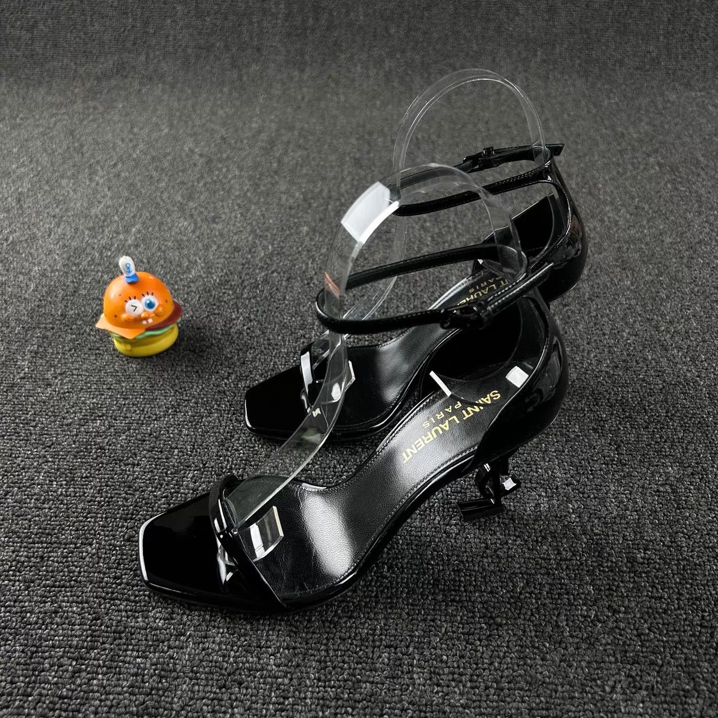 Yves Saint Laurent YSL black one-strap block heel sandals 35.5 Size US 5 / IT 35 - 1 Thumbnail