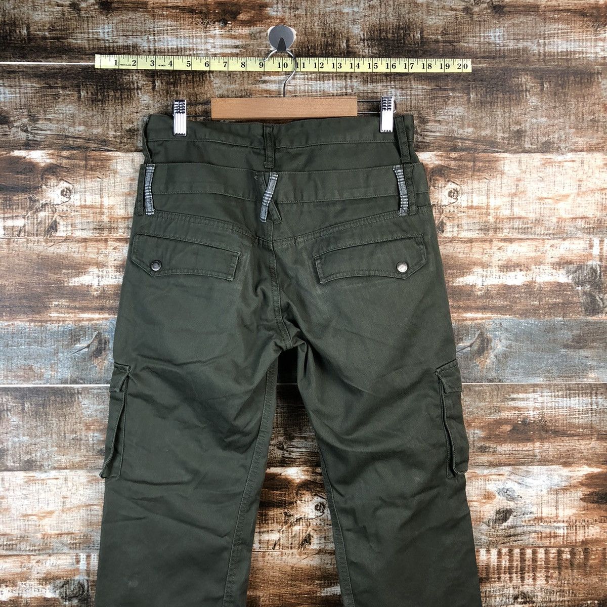 Japanese Brand DL Double Focus Green utility Cargo Multipocket Pants #A2544 Size US 29 - 16 Thumbnail