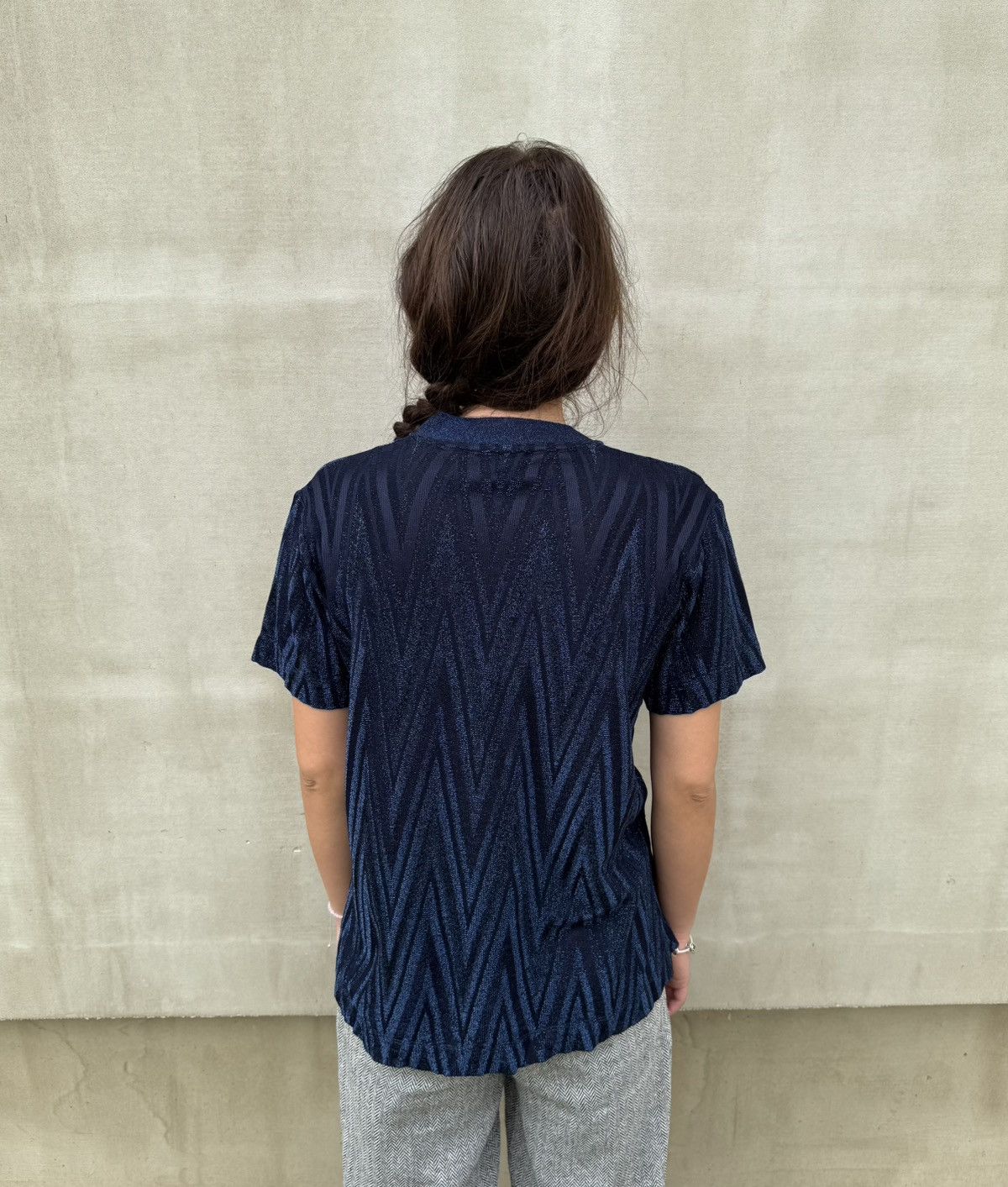 Missoni Missoni Lurex Zig Zag T-Shirt Metallic Textured Knit Top XS Size XS / US 0-2 / IT 36-38 - 2 Thumbnail