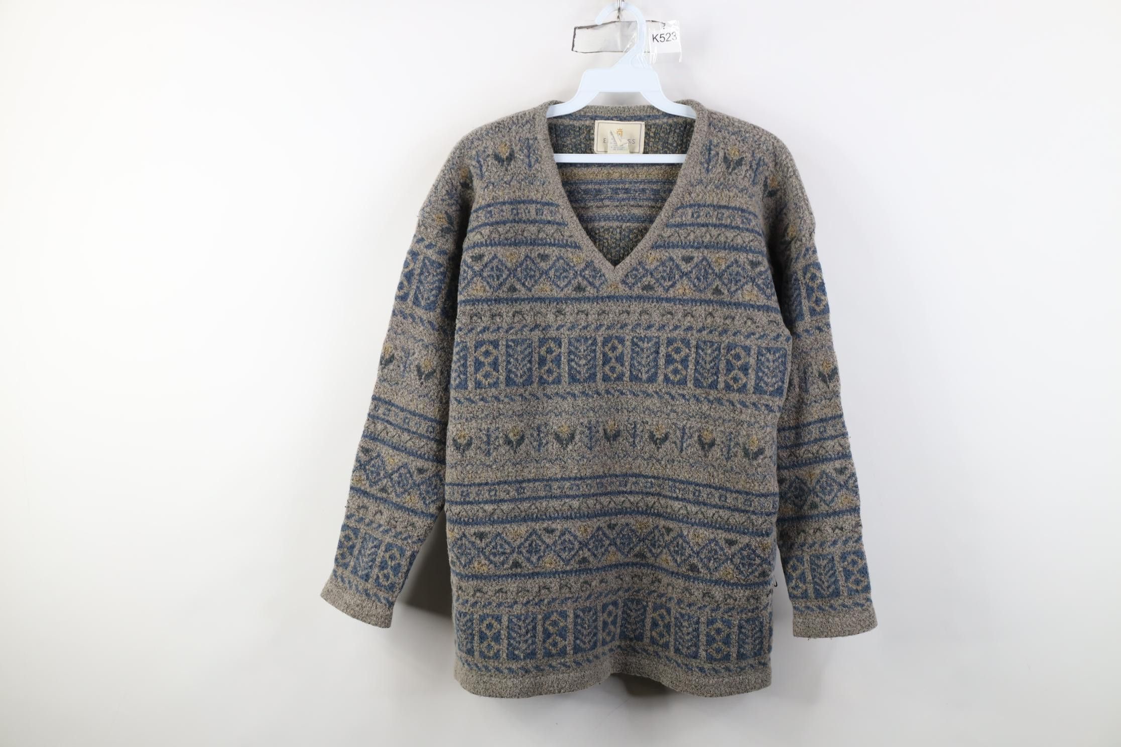 Express Vintage 90s Express Flower Fair Isle Knit V-Neck Sweater Size S / US 4 / IT 40 - 1 Thumbnail