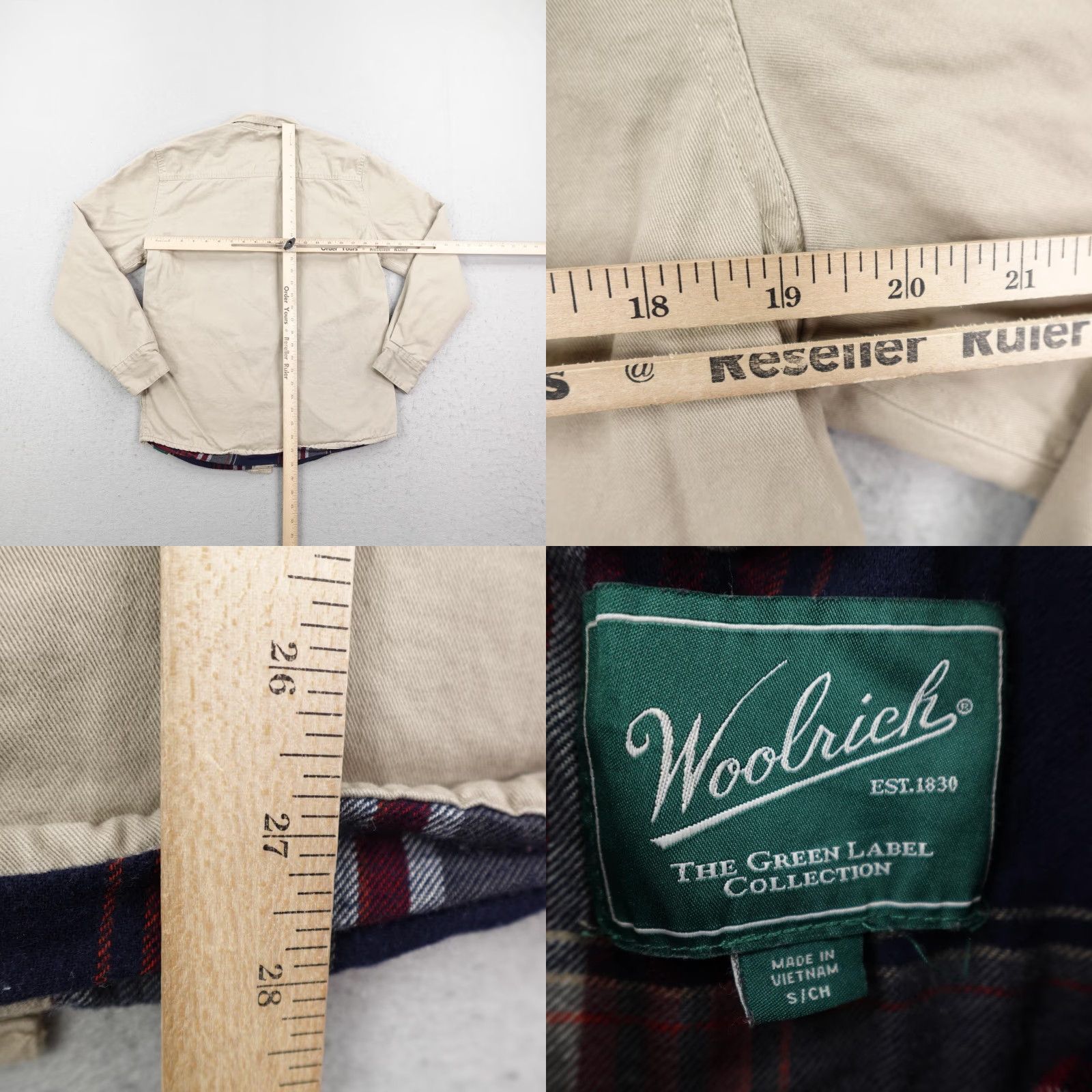 Vintage VINTAGE Woolrich Shirt Shacket Jacket - Canvas Flannel Lined, Khaki Beige, Men's Small - Button-Up, Workwear, Outdoor, Fall/Winter - S Mens Size US S / EU 44-46 / 1 - 8 Thumbnail