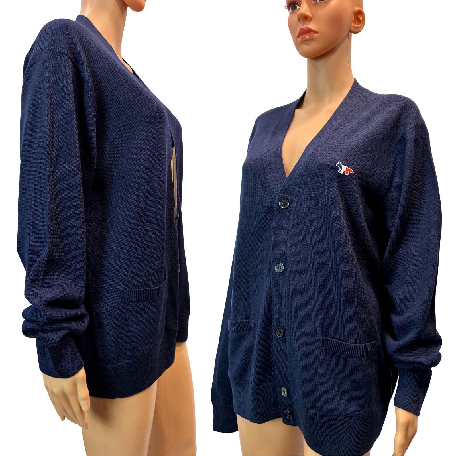 Maison Kitsune Maison Kitsune Navy Wool Fox Logo Cardigan L Size L / US 10 / IT 46 - 9 Thumbnail