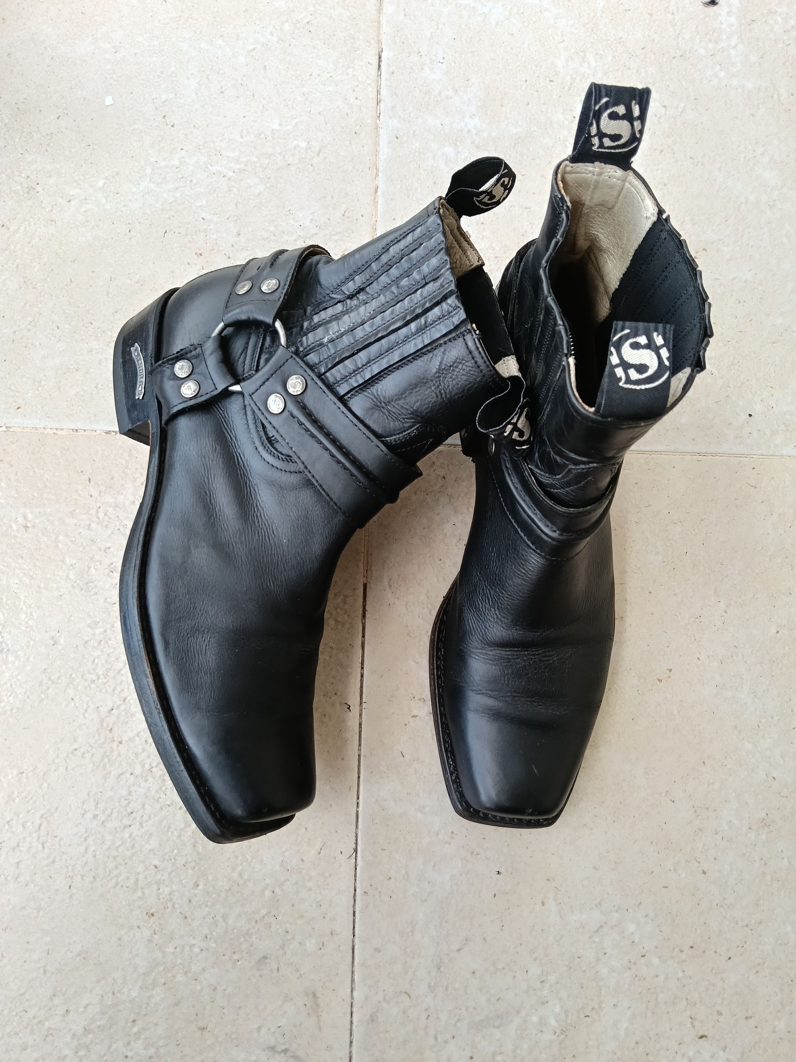 Sendra Sendra black leather harness boots, Size US 10.5 / EU 43-44 - 1 Thumbnail