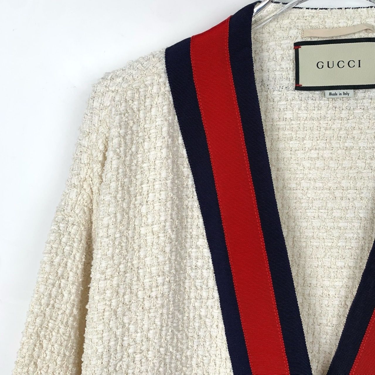 Gucci Gucci Striped Trim Tweed V-Neck Color-Block Cardigan, Size 3 Size XS / US 0-2 / IT 36-38 - 7 Thumbnail