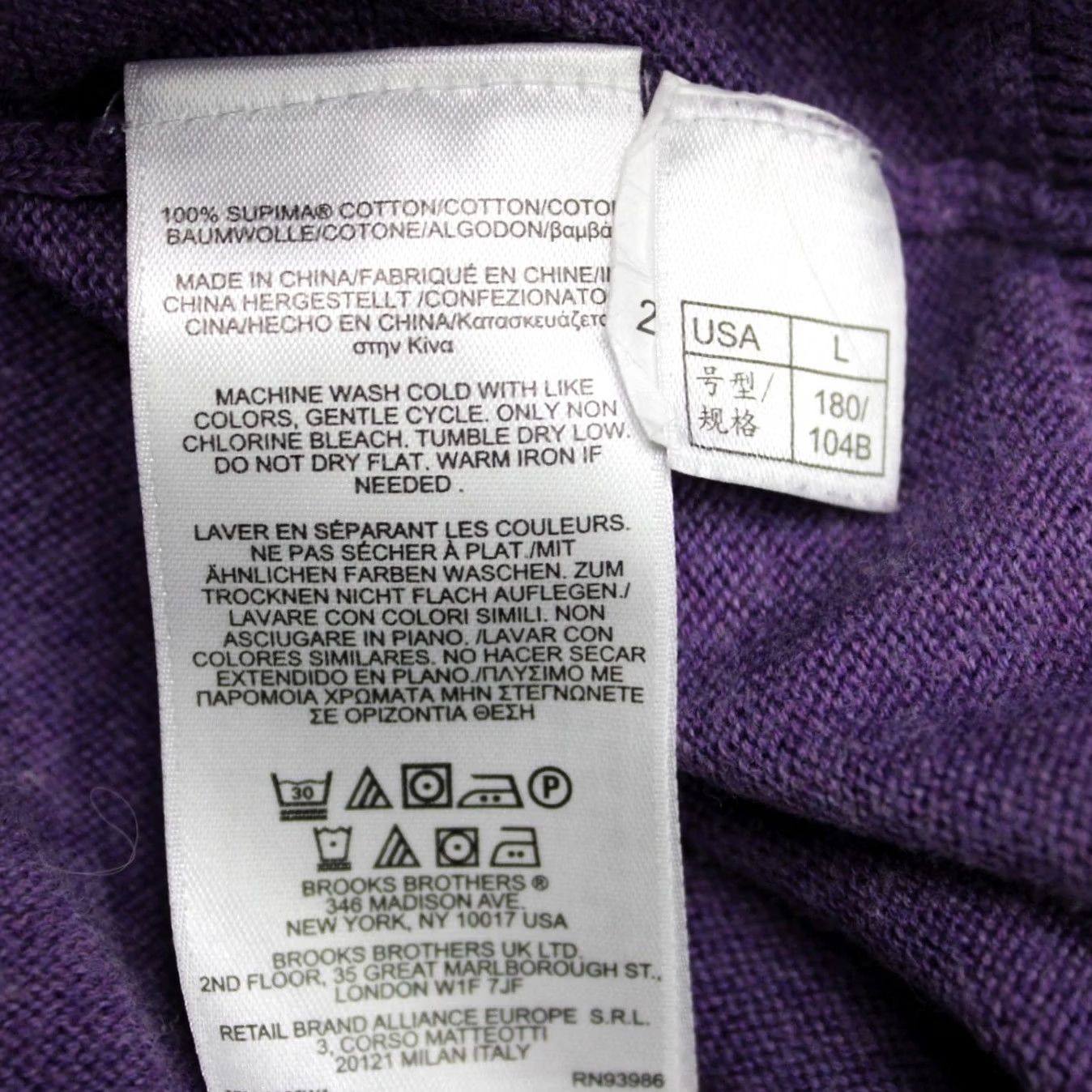 Brooks Brothers Brooks Brothers Sweater Mens Large Purple V-Neck Supima Cotton Pullover Knit Tight-Knit Classic Winter Fall Spring Summer Shirt Mens Size US L / EU 52-54 / 3 - 7 Thumbnail