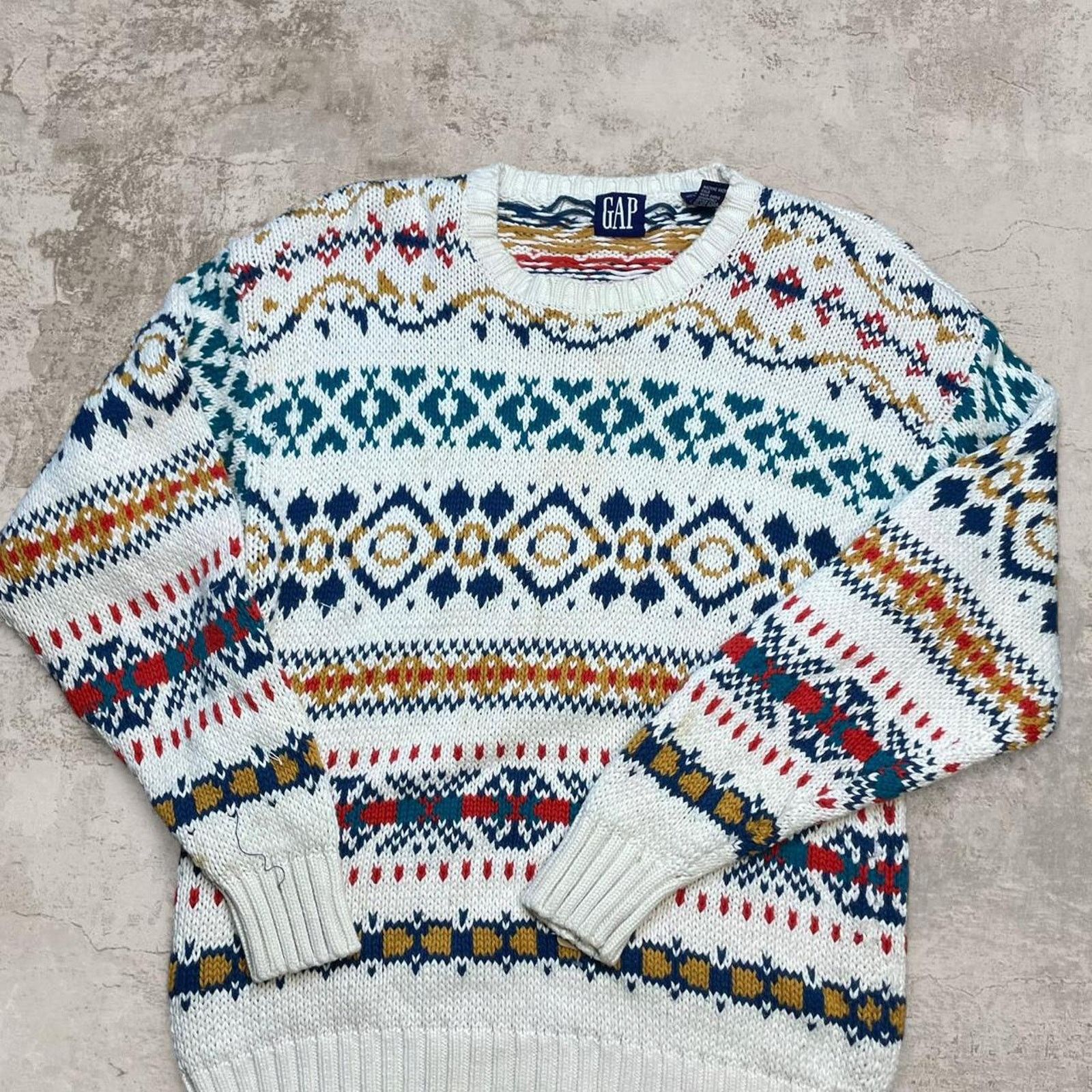 Gap 90s cotton Gap multicoloured knit sweater Size L Size US L / EU 52-54 / 3 - 1 Thumbnail