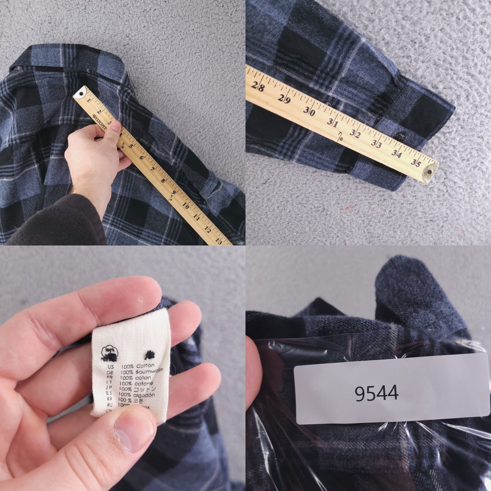 Vintage Dubinik Shirt Mens 2XL Flannel Gray Long Sleeve Button Check Cotton Custom Size US XXL / EU 58 / 5 - 8 Thumbnail