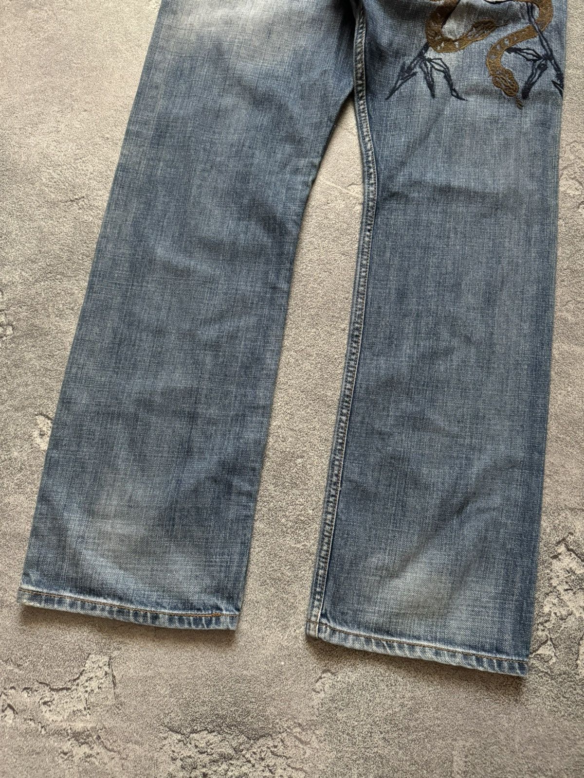 Japanese Brand The ninth 32/32 blue denim pant trouser Jean big logo scull Size US 32 / EU 48 - 5 Thumbnail