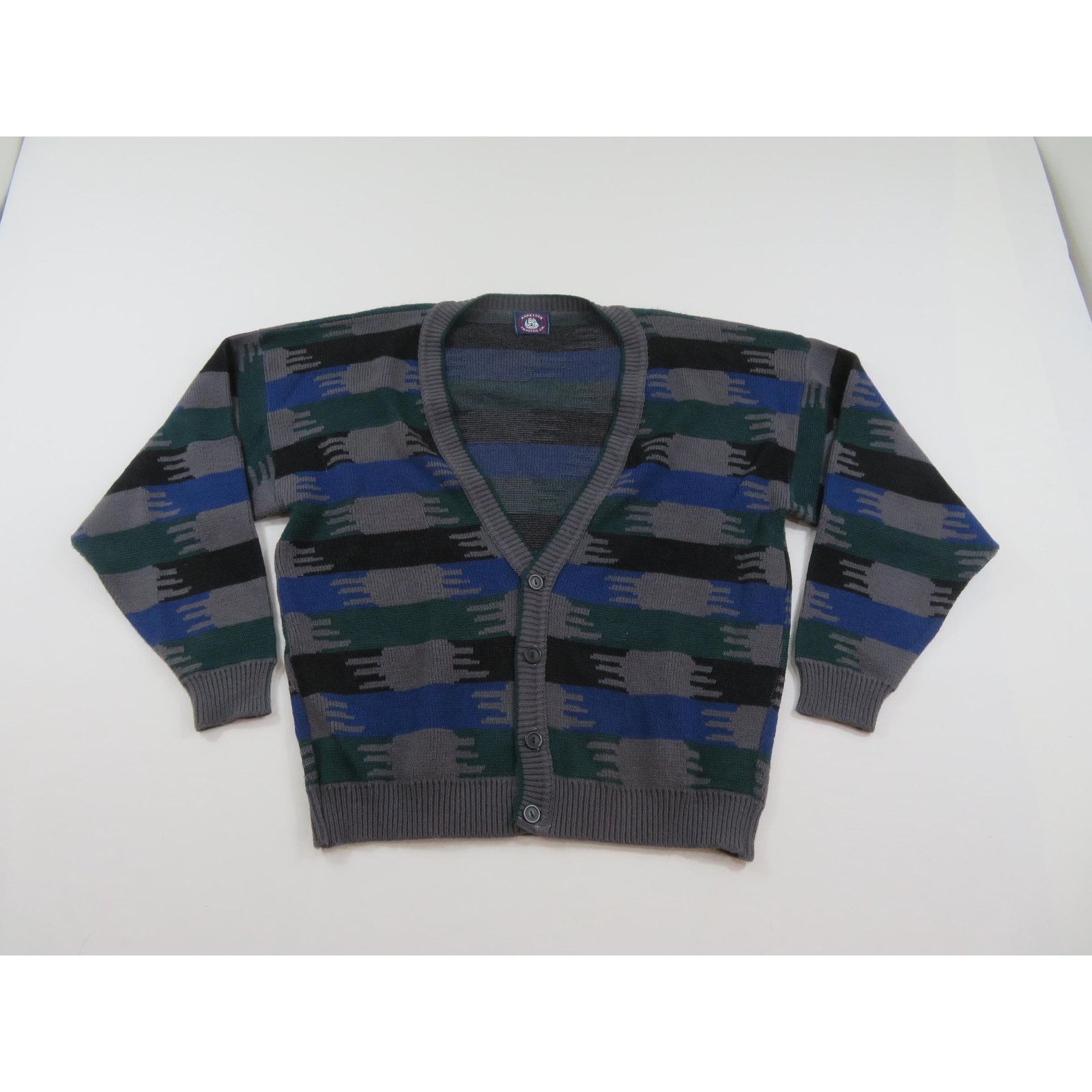 Other Aspetuck Sweater Cardigan V-Neck, Golf Gray Blue Sz XL 1990s Size US XL / EU 56 / 4 - 1 Thumbnail