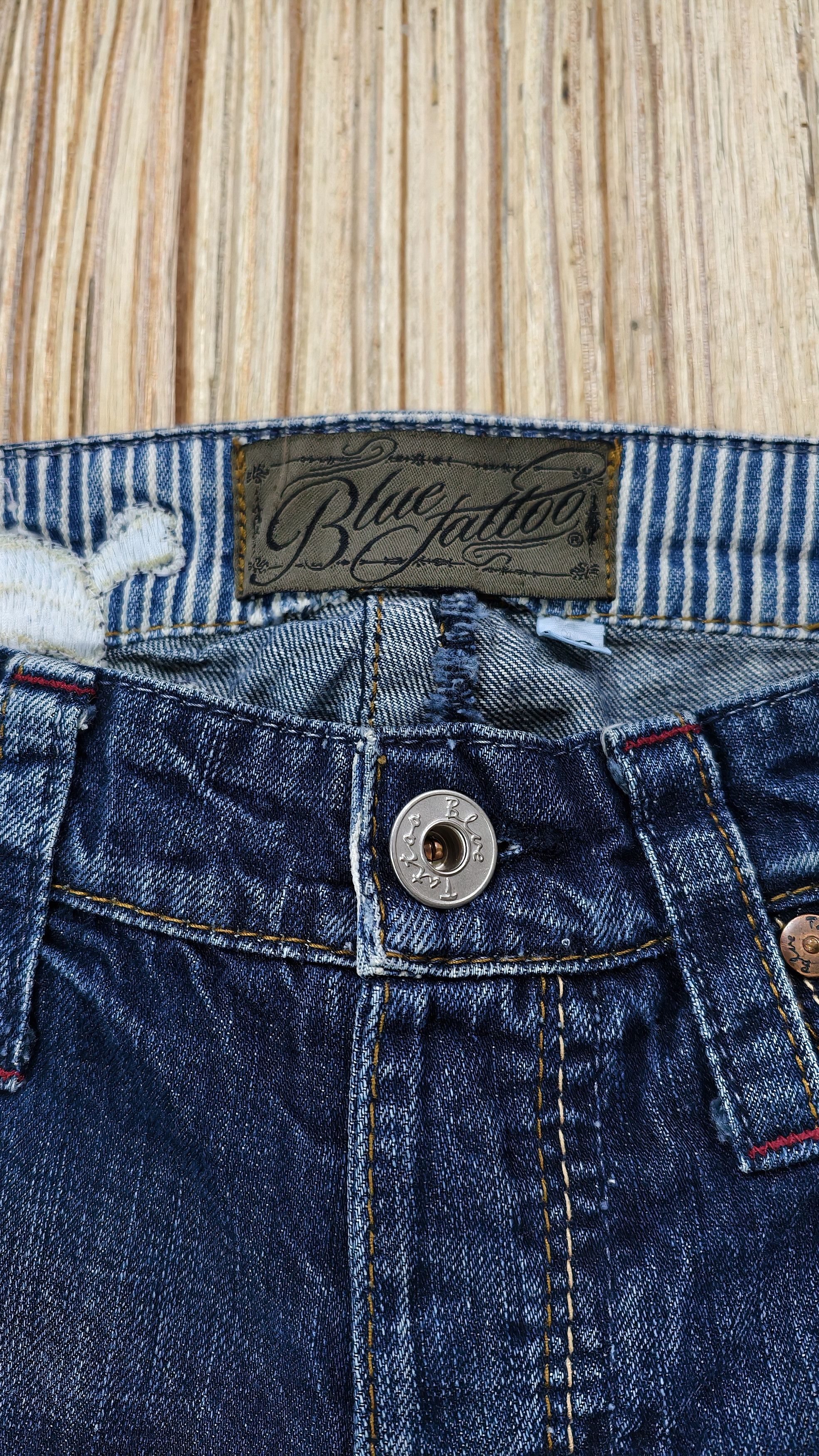 Japanese Brand blue tattoo skull jeans Size US 31 - 4 Thumbnail