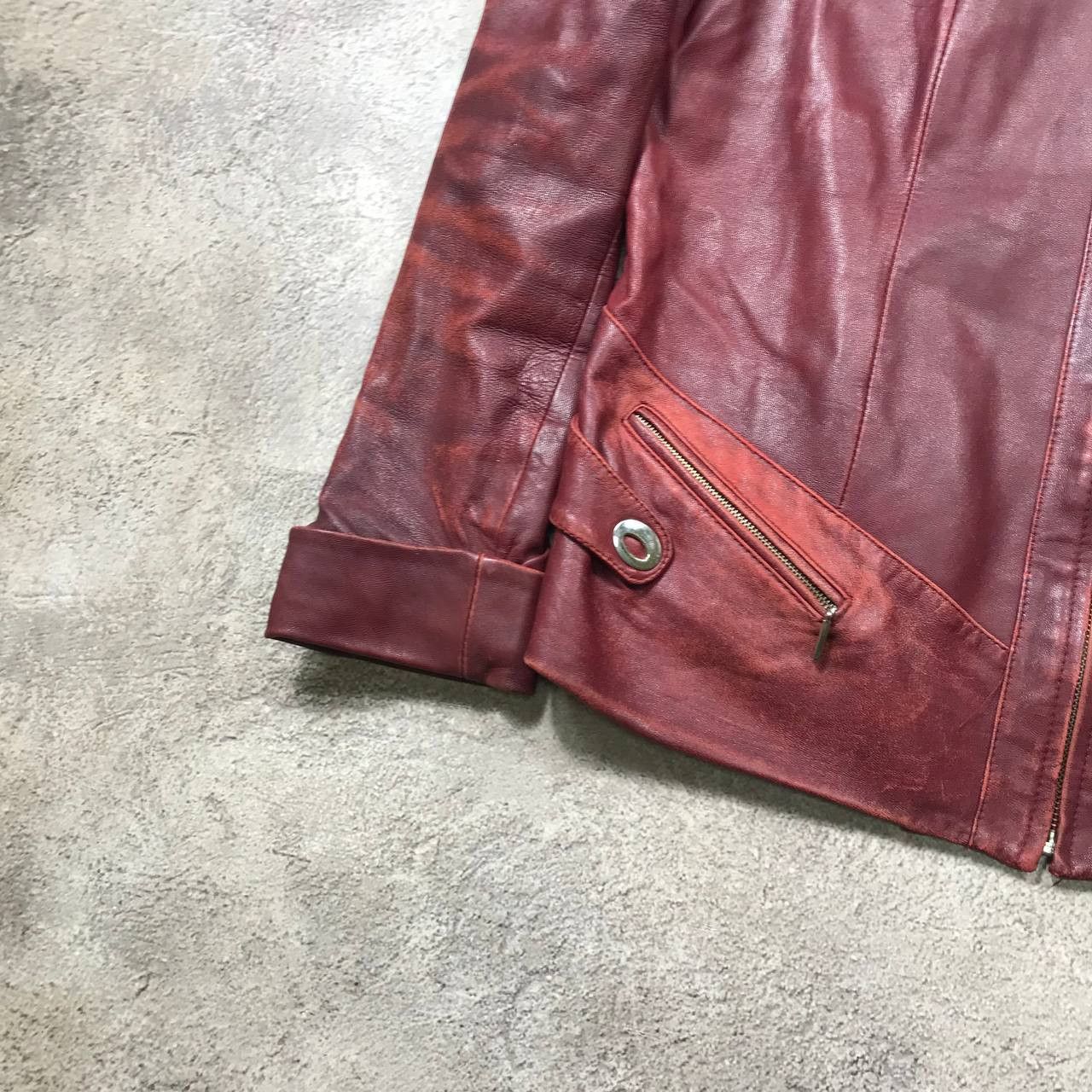 Vintage Vintage Y2K Burgundy Leather Jacket Streetwear 90s Boxy M Size M / US 6-8 / IT 42-44 - 4 Thumbnail