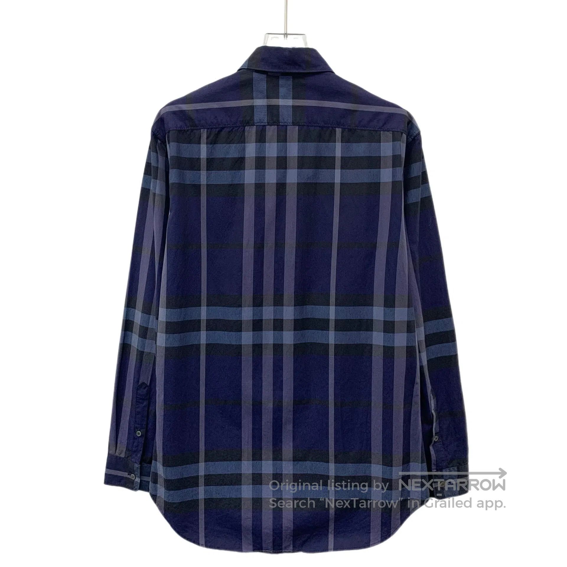 Burberry Burberry Dark Blue Classic Plaid Design Cotton Lapel Long Size US S / EU 44-46 / 1 - 2 Thumbnail