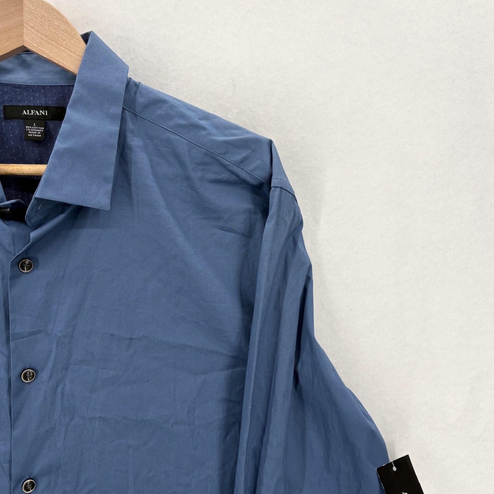 Alfani Alfani Dress Shirt Mens Large Moonlight Blue Stretch Long Sleeve Business NWT Size 42R - 2 Thumbnail