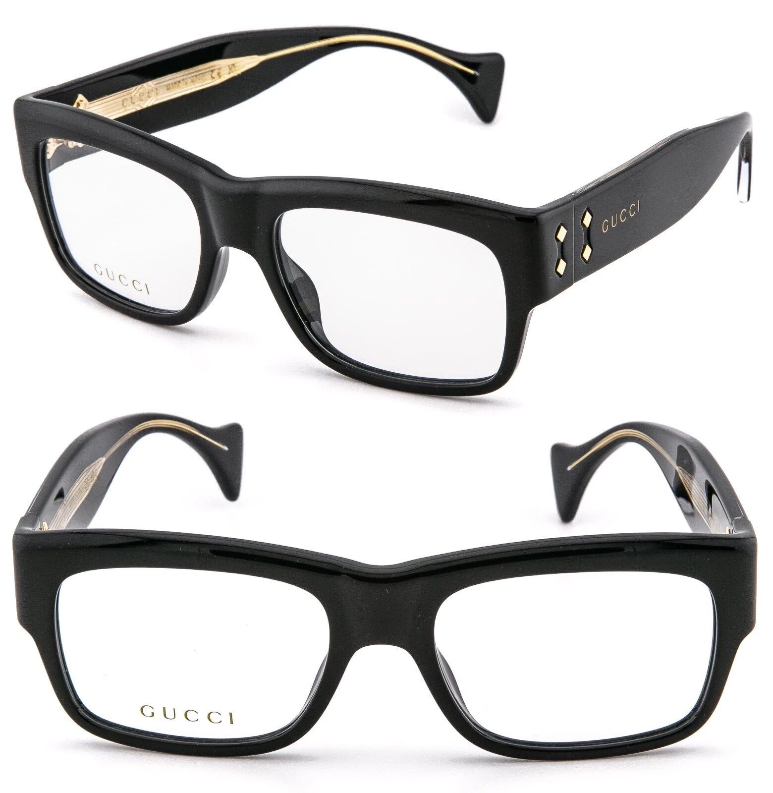 Gucci GUCCI GG1707O 1707 Black Crystal Rectangular Eyeglasses 001 Size ONE SIZE - 1 Thumbnail