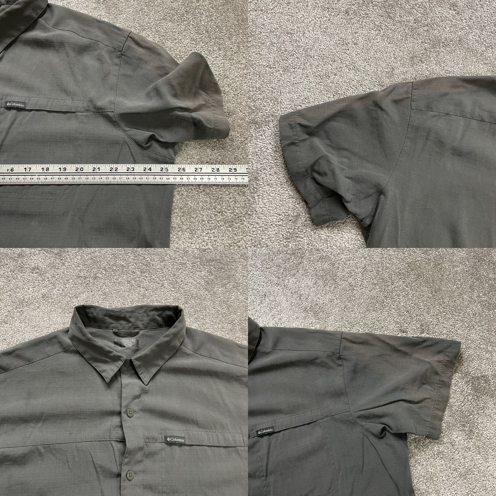 Vintage Columbia Slack Tide Shirt Mens XL Gray Solid Button Down Short Sleeve Casual Top Size US XL / EU 56 / 4 - 8 Thumbnail