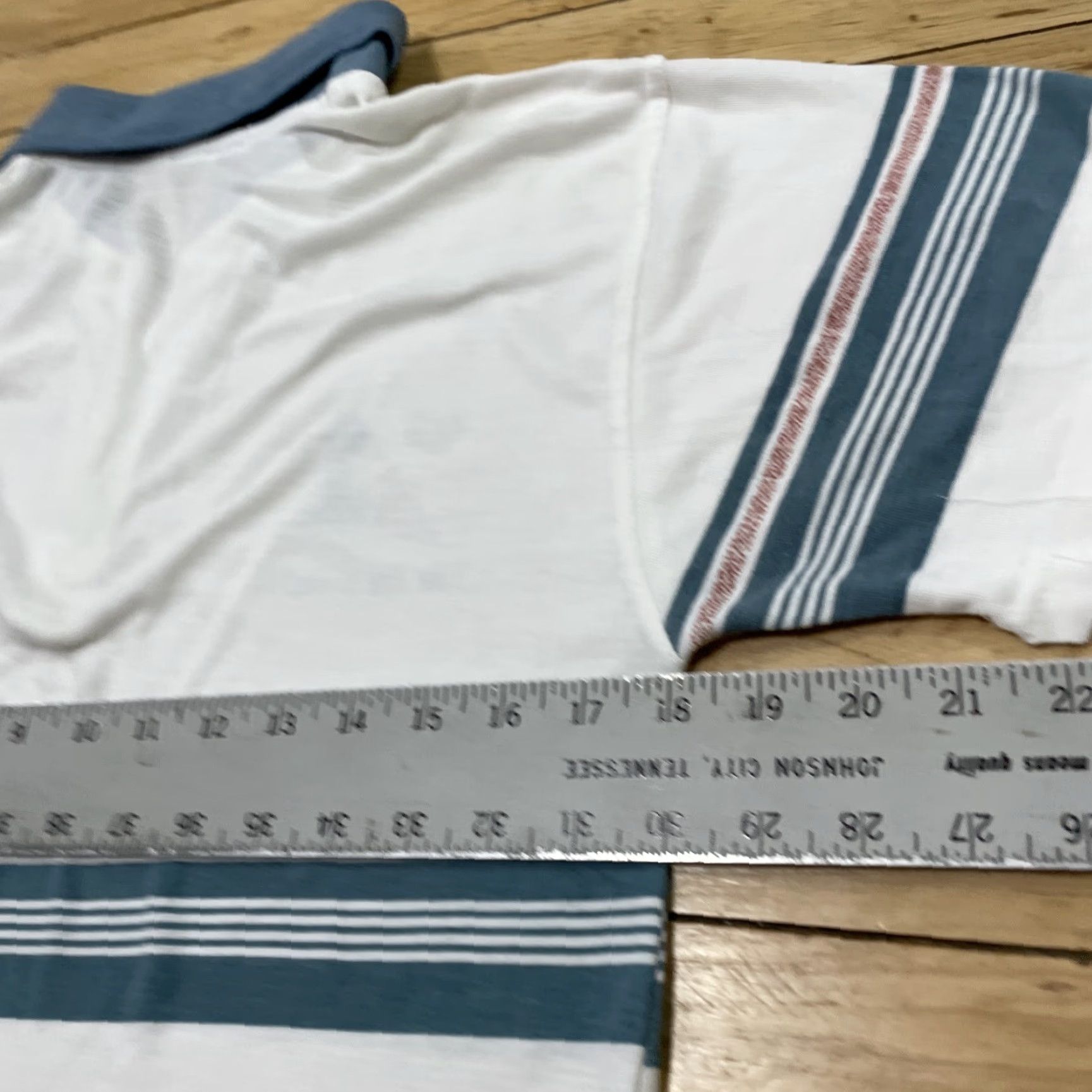 Vintage VINTAGE Polo Shirt Men M American Blue Cotton Blend Knit Button Short Sleeve Collared Geometric Graphic Spellout Classic Stretch Famous 90s? Size US M / EU 48-50 / 2 - 7 Thumbnail