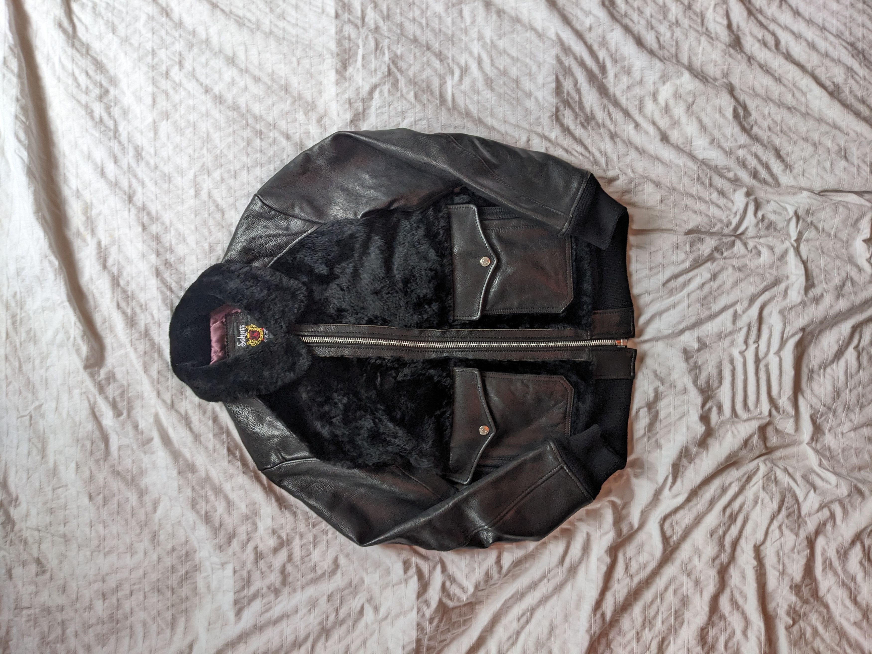 Schott Black schott leather shearling aviator flight jacket medium Size US M / EU 48-50 / 2 - 4 Thumbnail