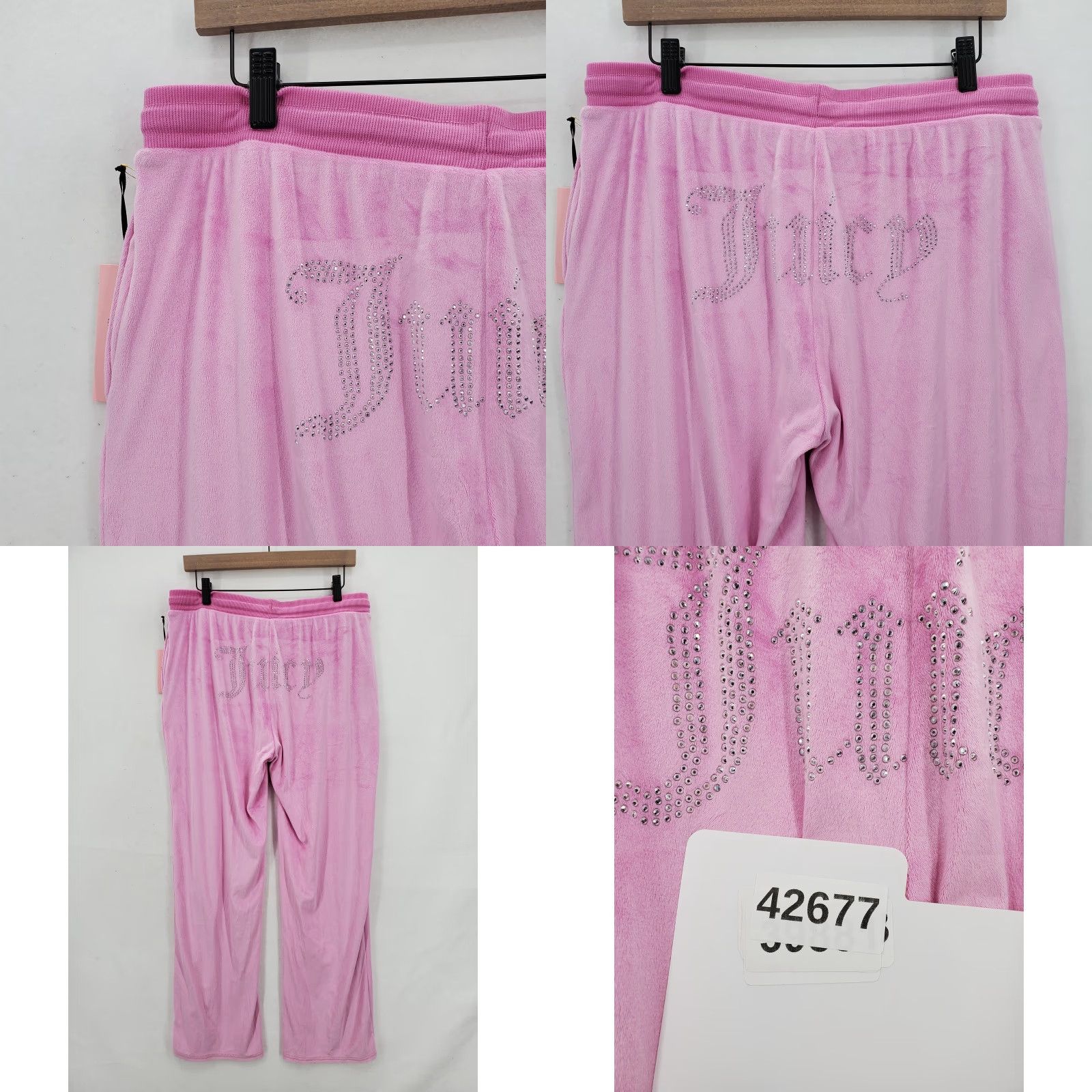 Juicy Couture Juicy Couture Womens Pants Large Pink Velour Sleepwear Rhinestone Back Y2K NWT Size 36" / US 14 / IT 50 - 9 Thumbnail