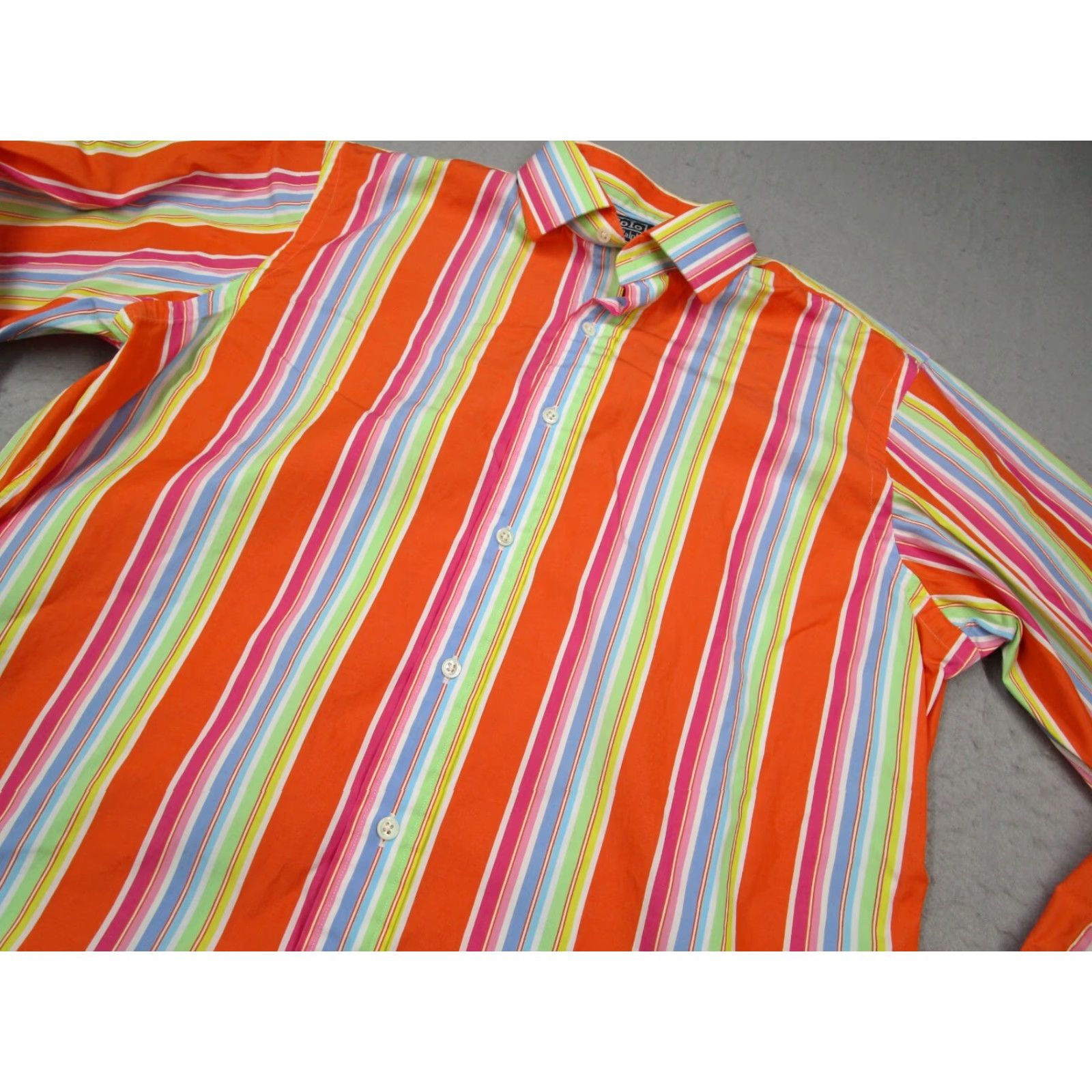 Polo Ralph Lauren VINTAGE Polo Ralph Lauren Shirt Mens 16 Large Orange Button Up Regent Size 42R - 2 Thumbnail
