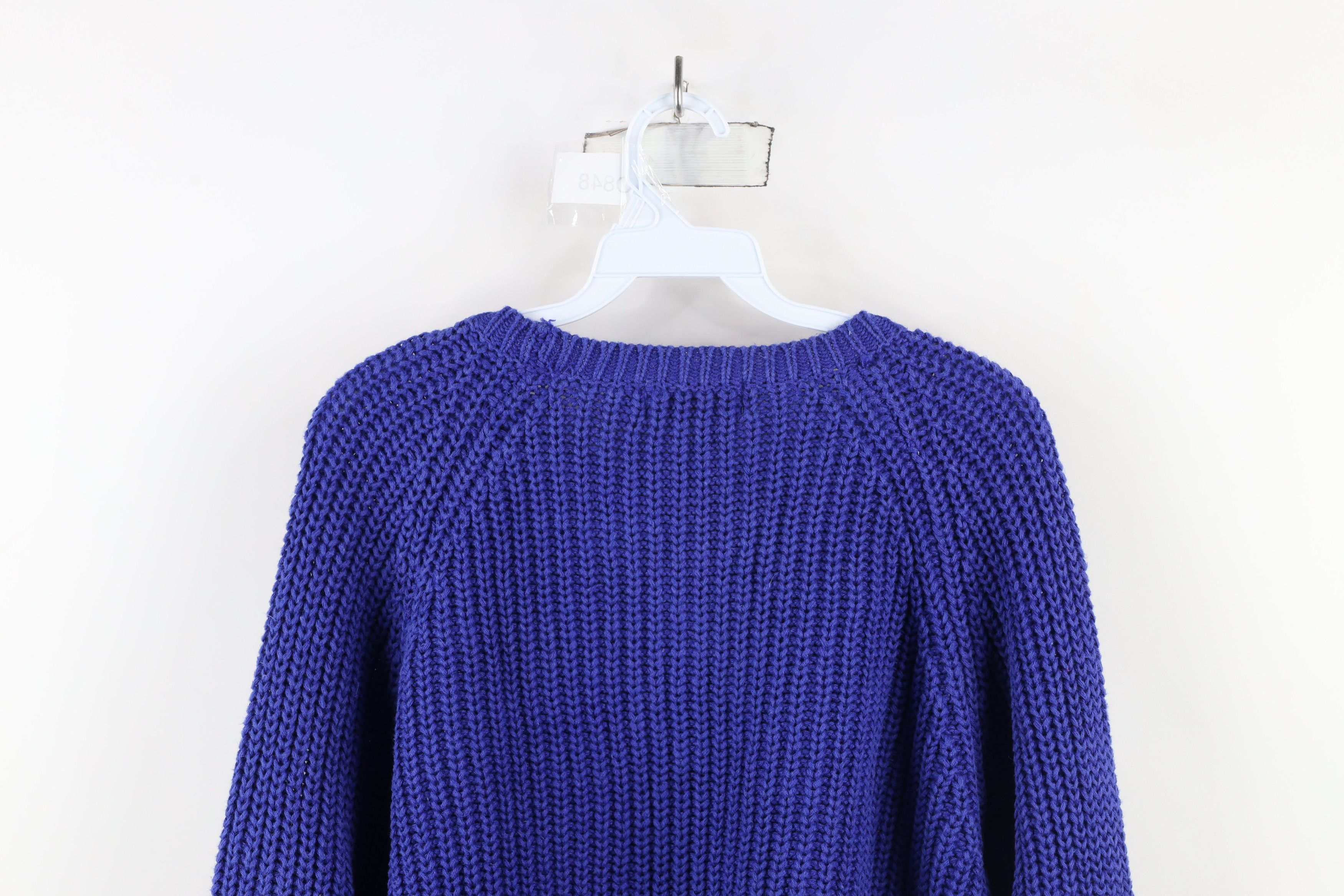 L.L. Bean × Vintage Vintage 90s LL Bean Blank Chunky Ribbed Knit Sweater Blue Size S / US 4 / IT 40 - 12 Thumbnail