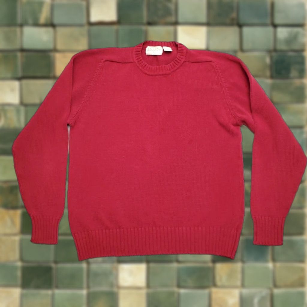 VINTAGE The Men's Store Sweater Shirt Mens M Red 100% Cotton Ribbed Grandpa 60s 70s