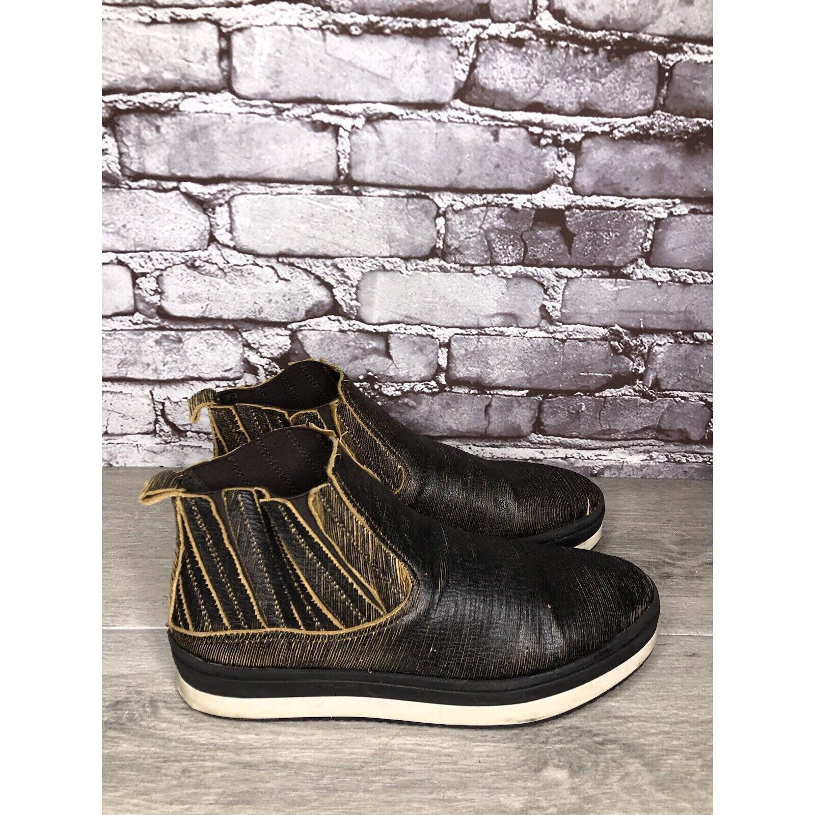 Free People Free People Black Leather Distressed Chelsea Booties Boots W Size US 10.5 / IT 40.5 - 11 Thumbnail