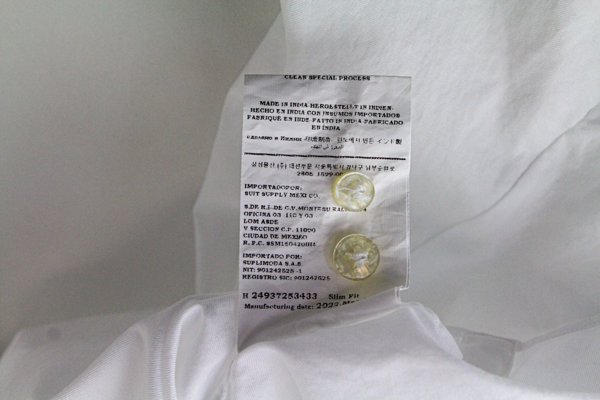 Suitsupply ~XS Slim White Cotton Cutaway Collared Twill 72602 Size US XS / EU 42 / 0 - 6 Thumbnail