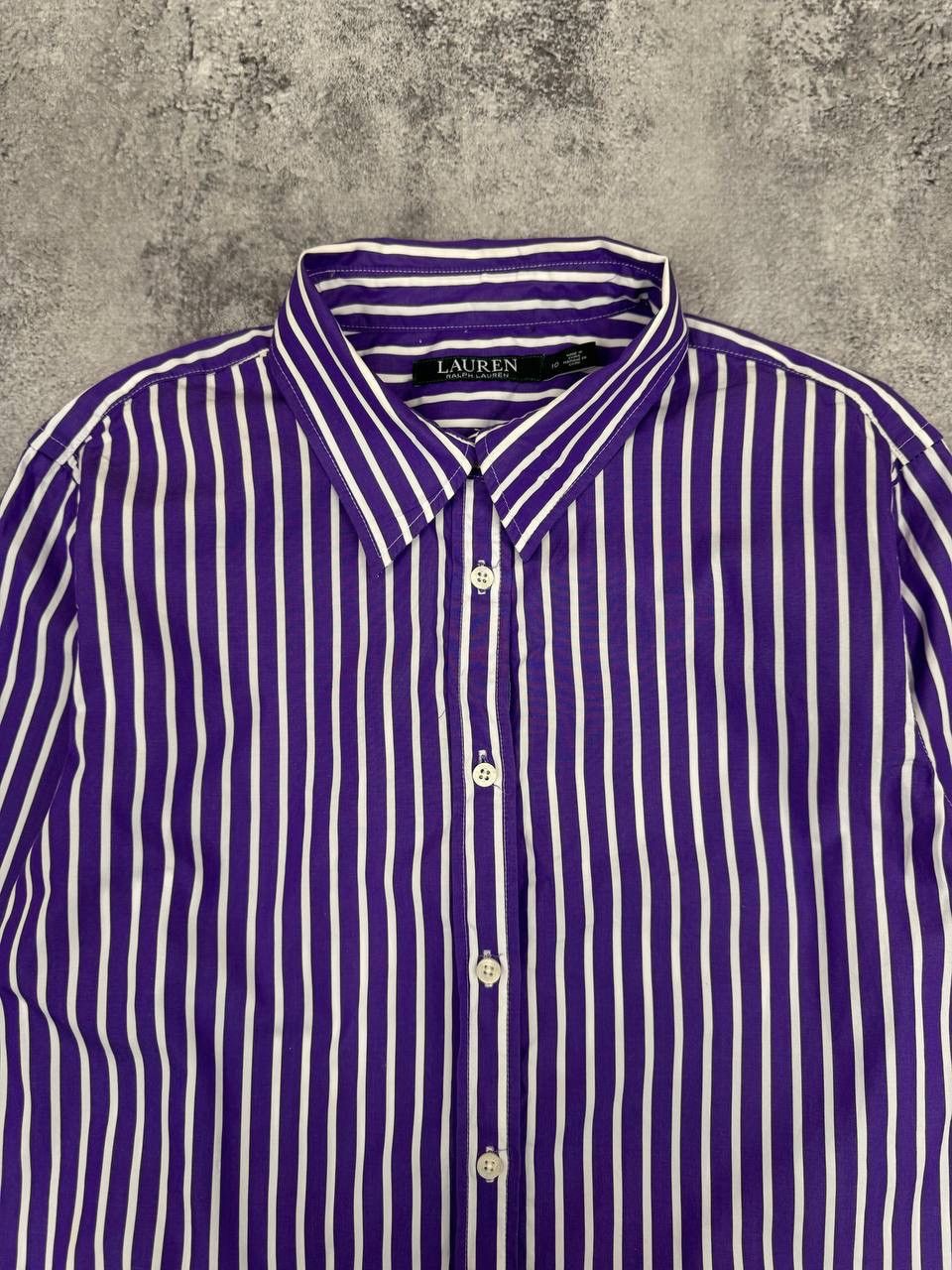 Ralph Lauren Ralph Lauren Women Slim Fit Striped Shirt Purple White SizeM Size M / US 6-8 / IT 42-44 - 2 Thumbnail