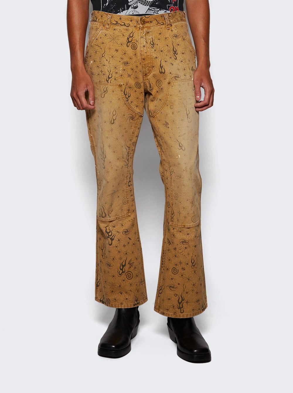 Saint Michael o1mle0326 Double Denim Knee Pants in Neutrals Size US 32 / EU 48 - 2 Thumbnail