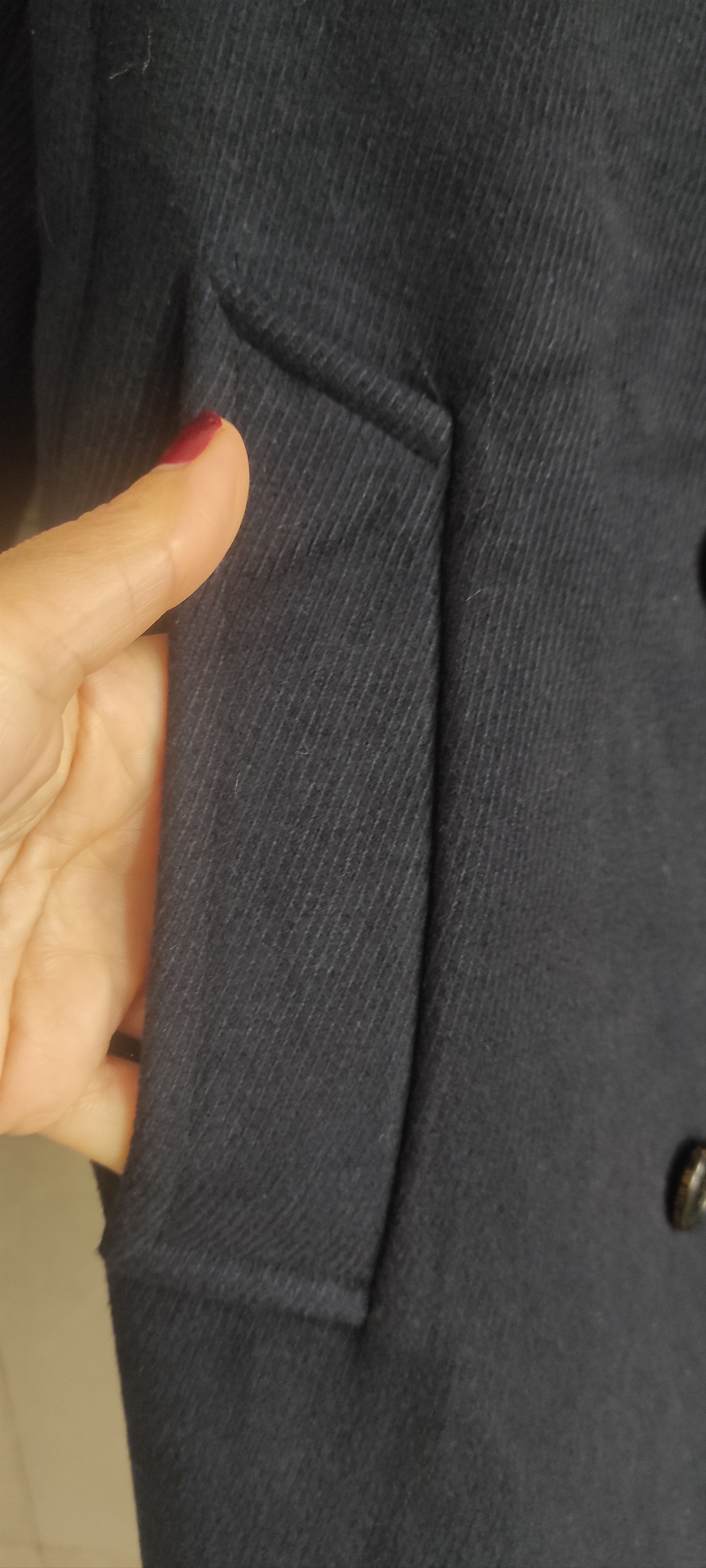 AMI Paris Double-Breasted Wool Mens Coat Navy Blue