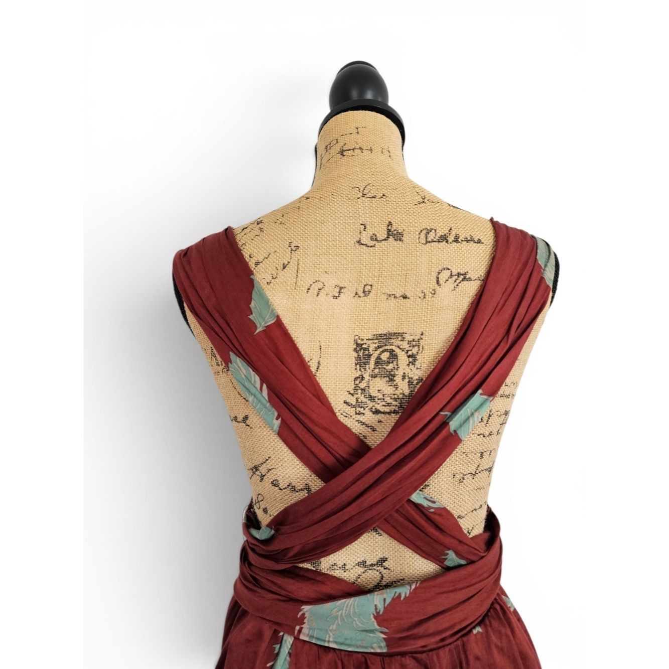 Marc Jacobs Marc Jacobs Maroon Feather Print Boho Low Back Halter Mini Size S / US 4 / IT 40 - 5 Thumbnail