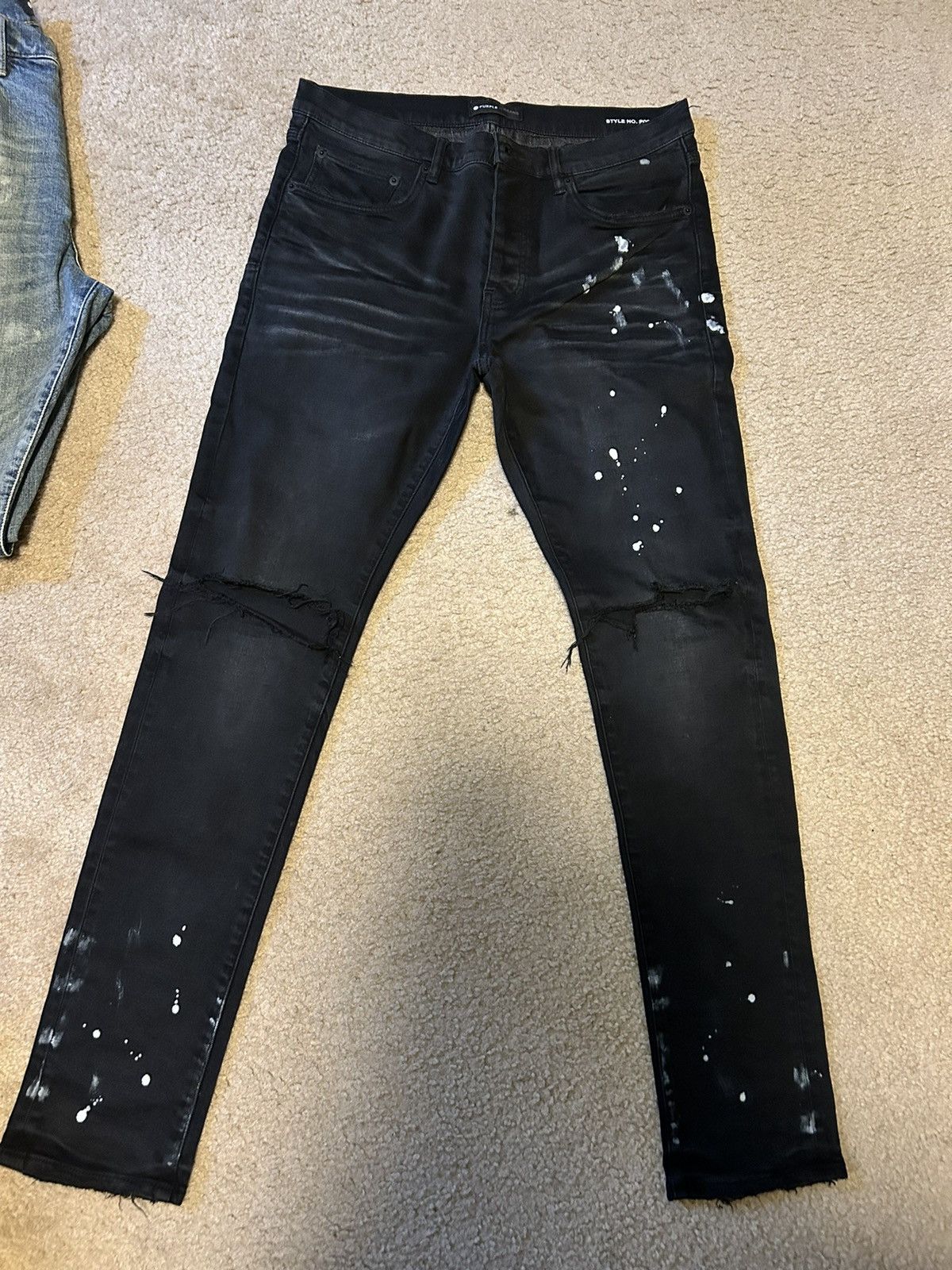 Image of Purple Brand P001 Black Denim W Distressing, Men's (Size 33)