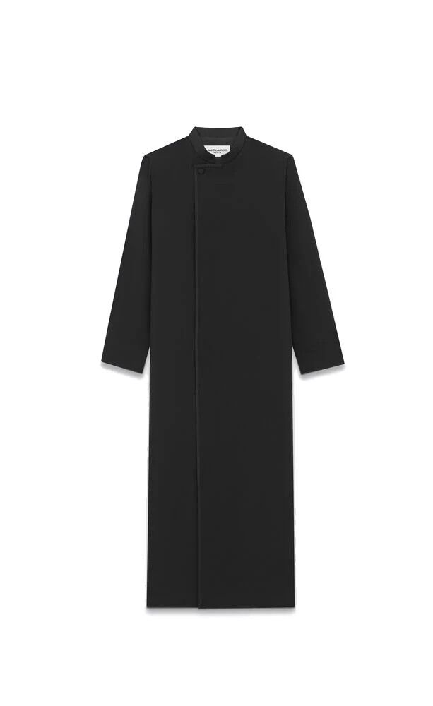 Saint Laurent Paris o1s1wg111224 Kaftan In Wool And Mohair Coat in Black Size US L / EU 52-54 / 3 - 1 Thumbnail