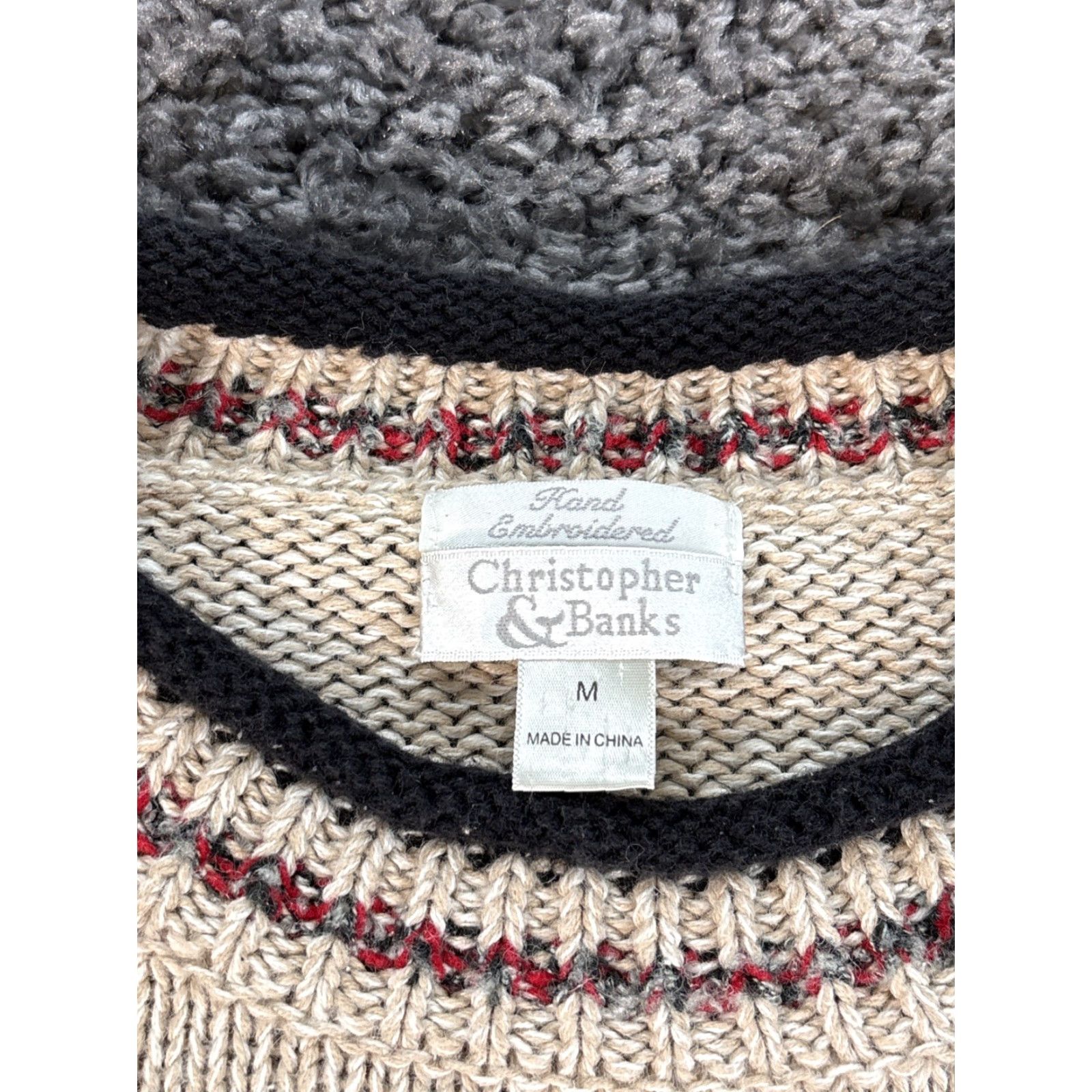 Vintage VINTAGE Christopher Banks Sweater Womens Medium Chunky-Knit Cardinal Bird Beige Crew Neck Pullover Ramie Cotton Knit-Style Size M / US 6-8 / IT 42-44 - 4 Thumbnail