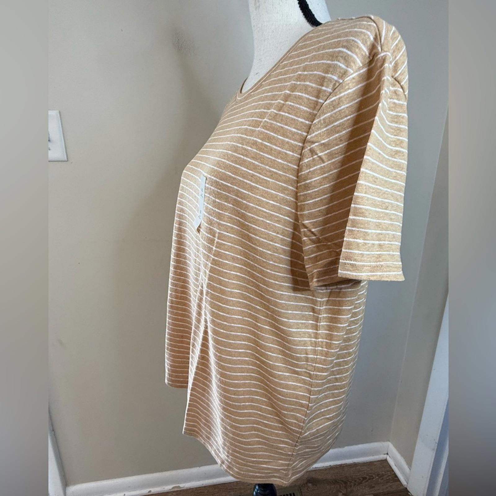 Other Banana Republic Factory linen blend tan white striped tee XL Size XL / US 12-14 / IT 48-50 - 12 Thumbnail