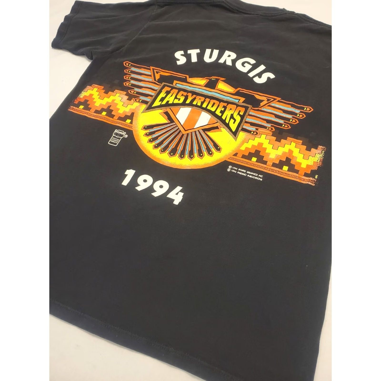 Jerzees VINTAGE JERZEES Sturgis Easy Rider 1994 Black Hills Rally Motorcycle T Shirt Black Graphic Print L Mens 90s Biker Aztec Size US L / EU 52-54 / 3 - 3 Thumbnail