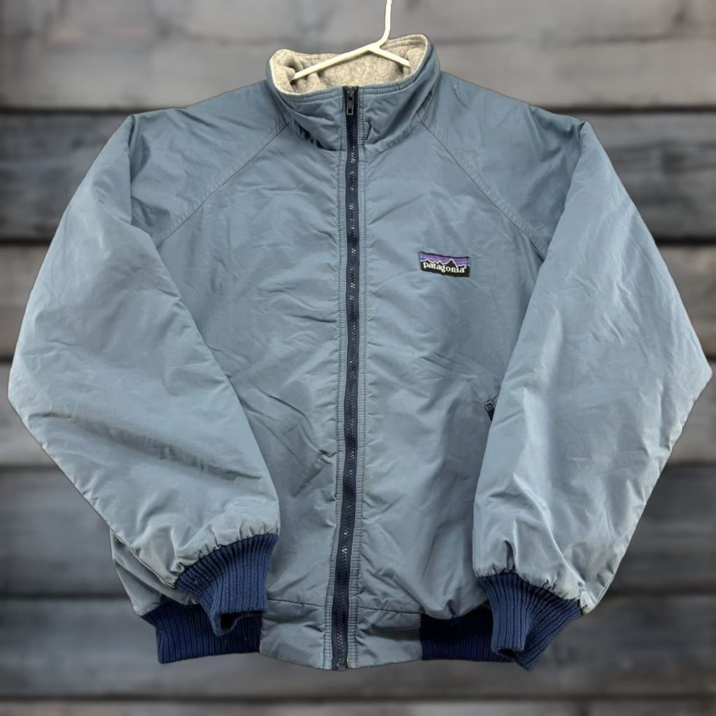 Patagonia VINTAGE Patagonia Jacket Parka Men XL Blue Nylon Shell Fleece Lined Logo 80s 90s Zip Mid-Length Quilted Size US XL / EU 56 / 4 - 1 Thumbnail
